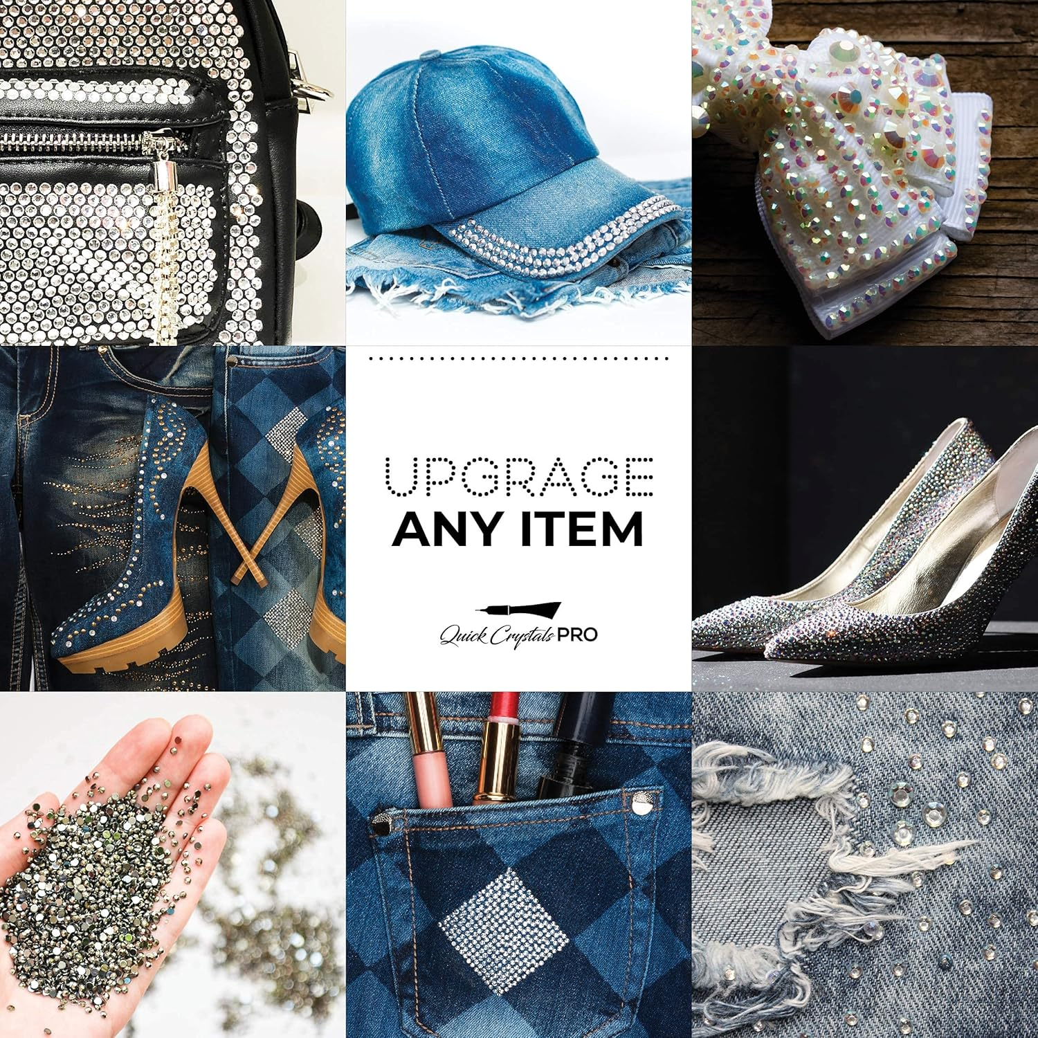 Hotfix Applicator, Quick Crystals Pro, Bedazzler Kit with Rhinestones, DIY Wand Setter Tool Kit with 7 Different Tip Sizes, Tweezers, Cleaning Brush, User Manual, and 4400 Rhinestones. image number 4