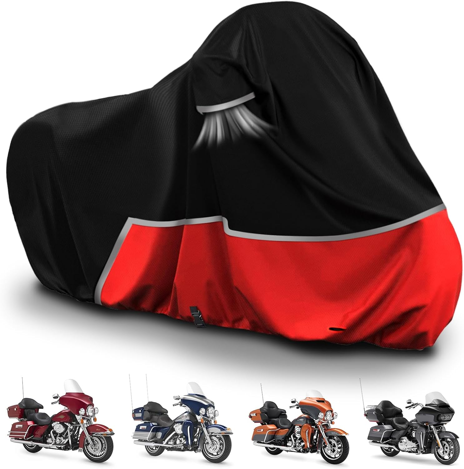 Waterproof Motorcycle Cover Replace for Harley Davidson Cruiser Models, 420D Oxford Cloth Softail, Dyna, Iron 883, Fat Boy 114, Forty-Eight, Low Rider, Sport Glide Cover for Snow Rain Protection