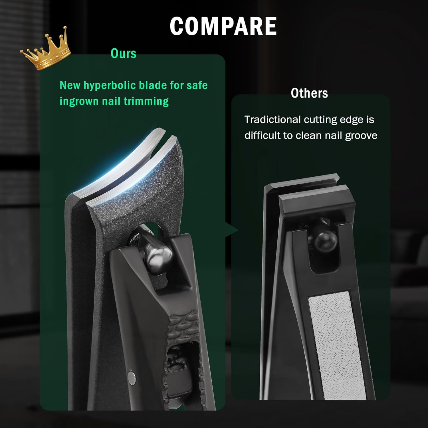 FVION Angled Nail Clippers, Ingrown Toenail Clipper for Thick Nails, Slant Curved Blade Nail Cutters Ingrown Nail Pain Relief Tool image number 3