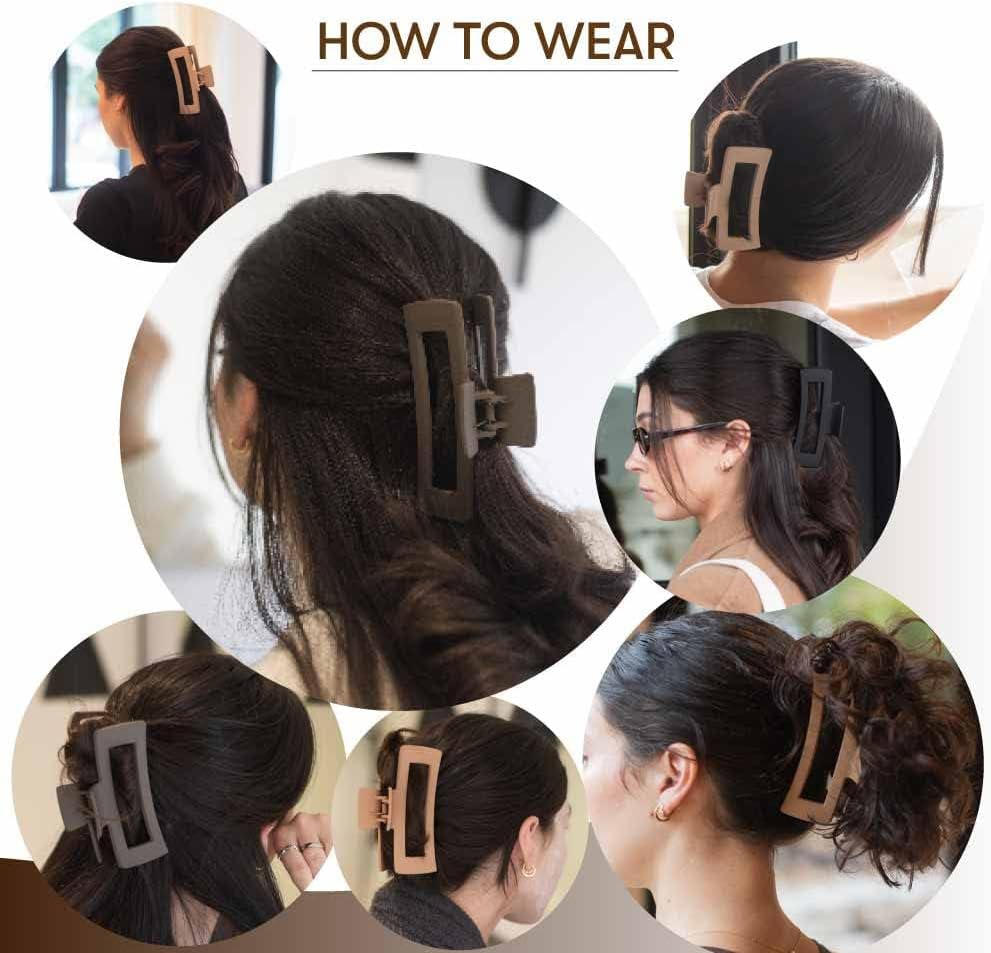 FRAMAR Large Claw Clips for Thick Hair Hair Claws for Thick Hair, Long Hair Claw Clips Variety Pack, Large Hair Clips for Thick Hair, Cute Claw Clips for Long Hair, Large Claw Clip