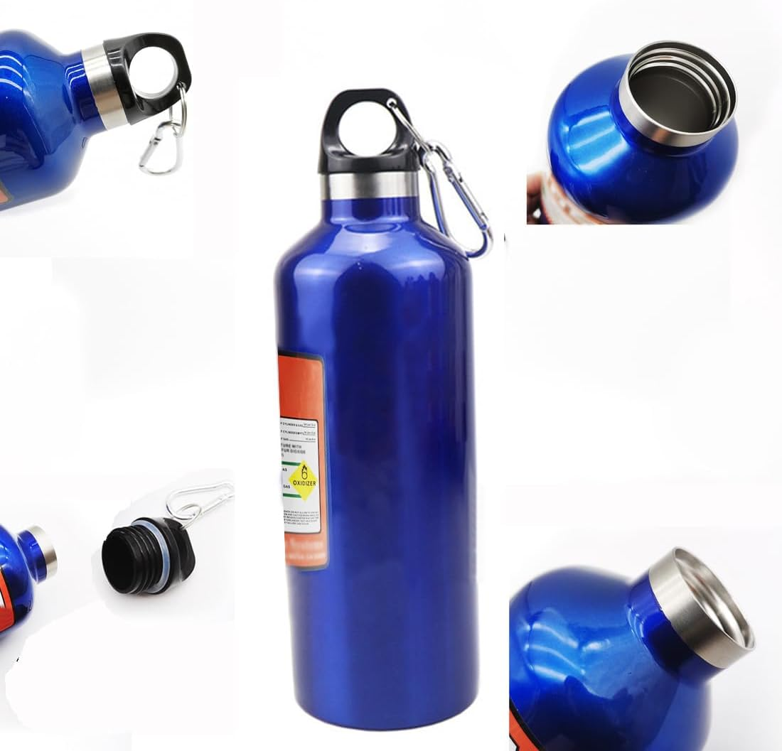 Thermoses Water Bottle Stainless Thermos 17Oz Nitrogen Bottle Type Thermal Cold Insulation Reusable Sports Water Bottles Leak Proof Carabiner Included Easy to Carry Work Sports Outdoors Hiking(Blue)