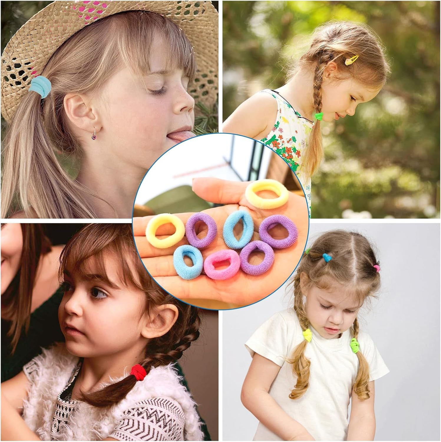 Pack of 100 Hair Bobbles Girls Colourful Elastic Hair Bobbles Small Hair Bobbles Colourful Mini Seamless Hair Bands Ponytail Holder Soft for Little Girls Children image number 6