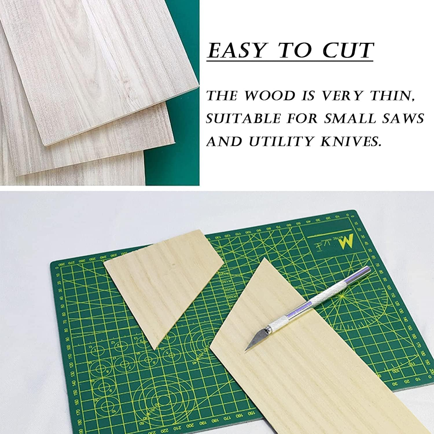 12 Pack Balsa Wood Sheets,200X100X1Mm Thin,Unfinished Plywood Square Light Craft Model Craft Wooden Plate for Airplane,Boat,Craft Model image number 2