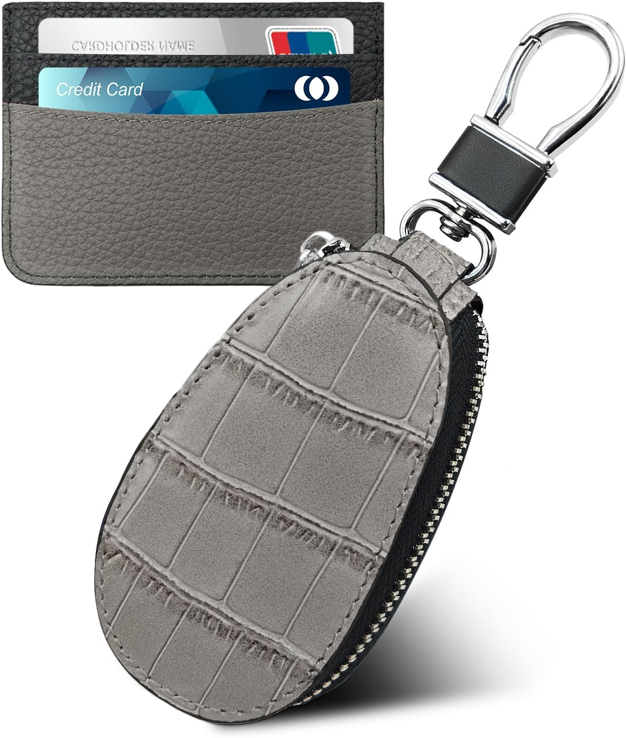 Luckycoin Universal Hanging Waist Crocodile Pattern Leather Car Key Fob Case Crocodile Pattern Car Key Holder with Hook,Key Fob Cover Car Key Fob Protector Key Holder Case,Key Chain