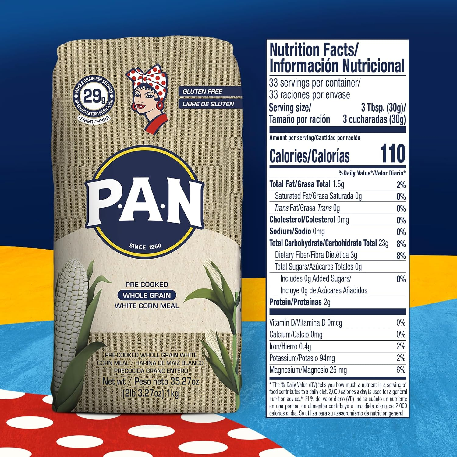 PAN Whole Grain White Corn Meal 1 Kg image number 5