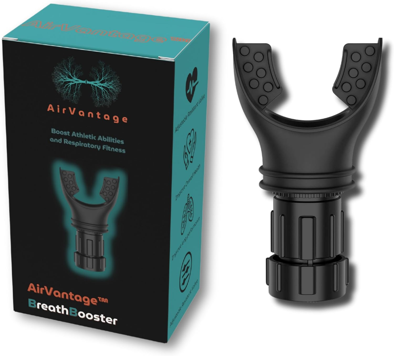 Airvantage Natural Breathing Exerciser Trainer for Drug-Free Respiratory Therapy │ Breathe Easier with Stronger Lungs │ Guided Ebook Included (Black) image number 6