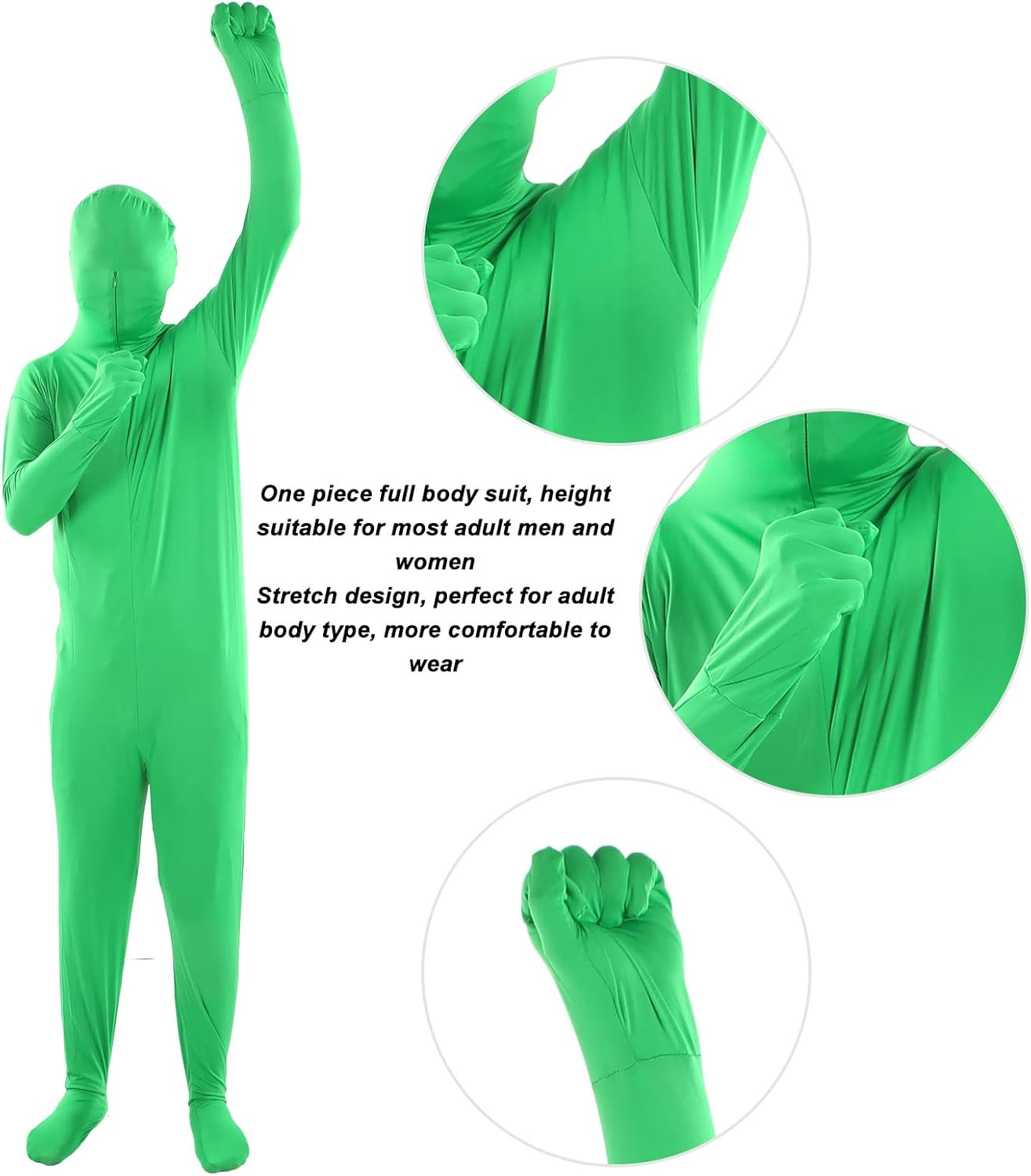 Green Chromakey Bodysuit, Unisex Photography Chromakey Body Suit, Full Body Zentai Disappearing Costume Green Bodysuit, Portable Reusable for Live Broadcast, Special Effects Post image number 1