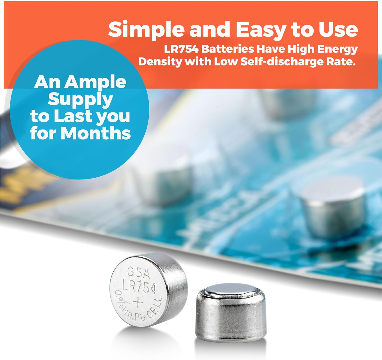 AG5 LR754 Batteries - 30 Count Pack - 1.5V Alkaline 754 LR48 193 Battery Button Coin Cell Batteries image number 4