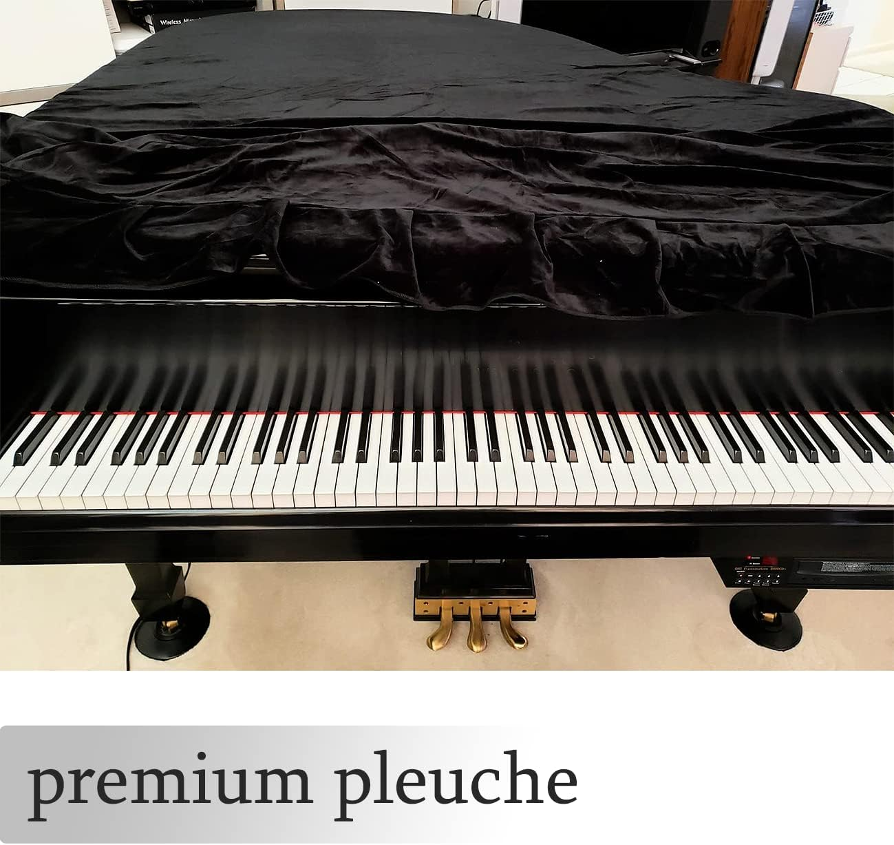 J&C Grand Piano Cover 220G Thicker Pleuche Cloth Solf Velvet Cover 5Ft 5.5Ft 5&rsquo;8Ft 6Ft 6.8Ft 7.5Ft 8 Ft Dust-Proof Anti-Static Universal Covers Black (190-200Cm) image number 2