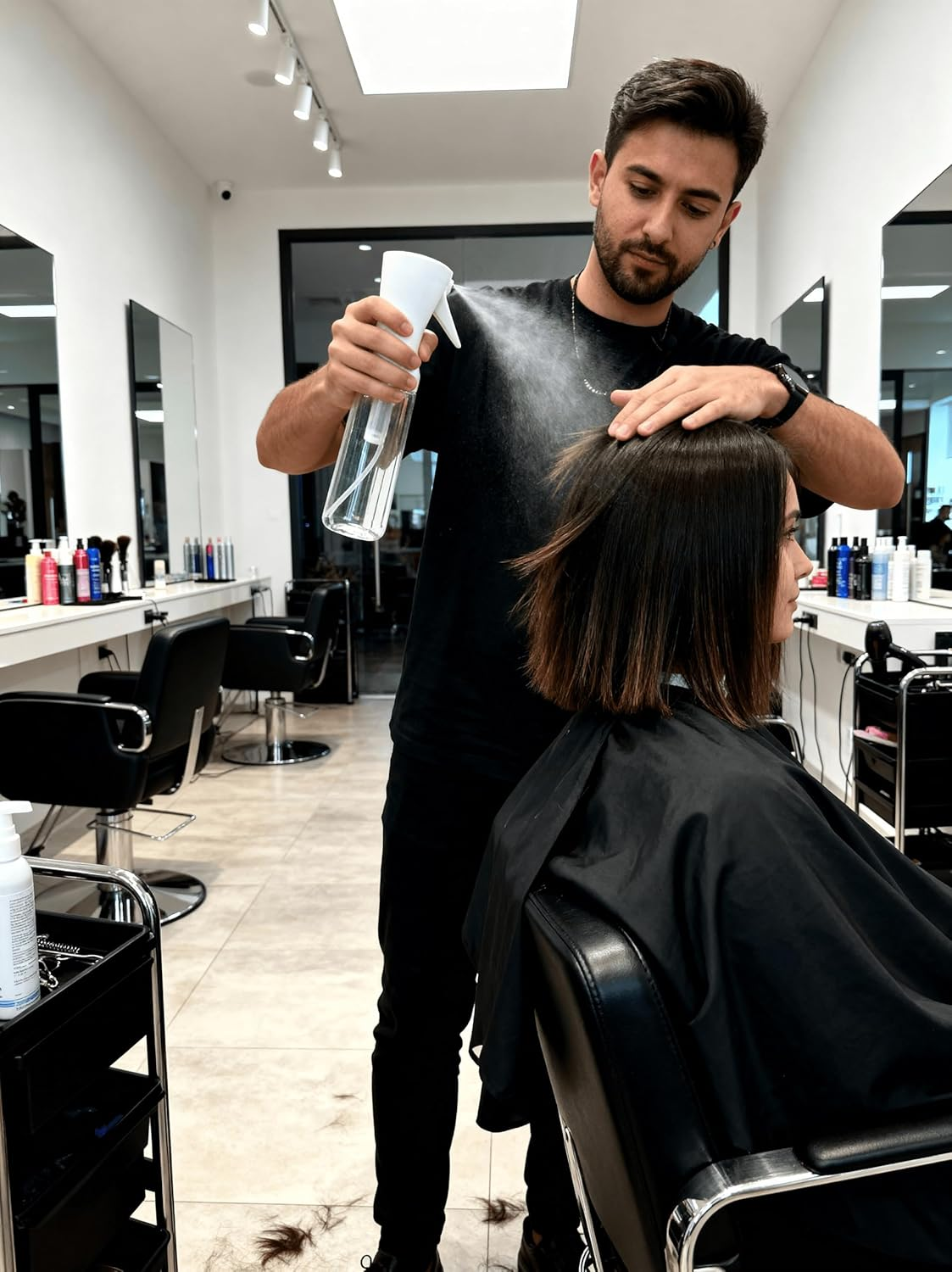 Pure Mistiivox&trade; Premium Continuous Fine Mist Spray Bottle for Hair Styling, Watering Plants, Skin Care, Ironing, Cooking 360 Multifunctional Spray Bottle Transparent, 6.8Oz/200Ml image number 2