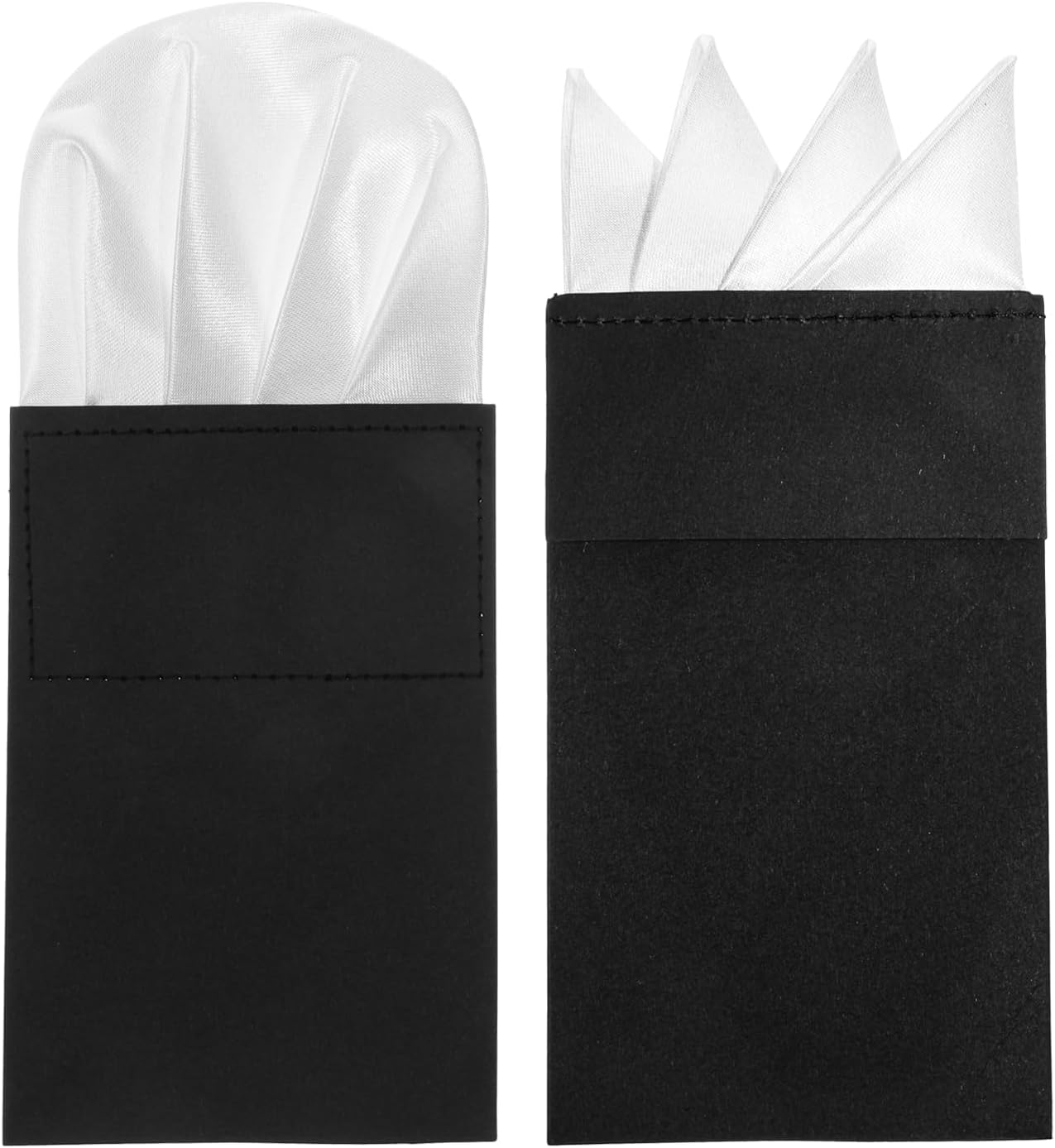 YBEATY 2PCS Prefolded Pocket Squares Pre-Folded Pocket Squares on Card Pockets Handkerchief White Masculine Polyester Suit Handkerchiefs Solid Color Pockets Hankies for Business Wedding Jacket Tuxedo image number 4
