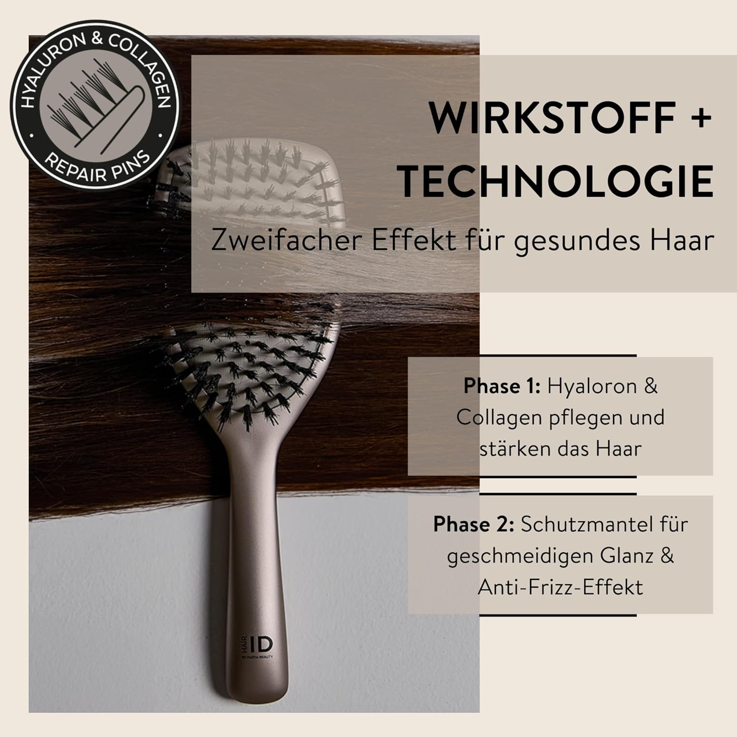 PARSA Beauty Hair ID Anti-Frizz Hair Brush - No Pull Hair Brush for a Smooth Hair Texture