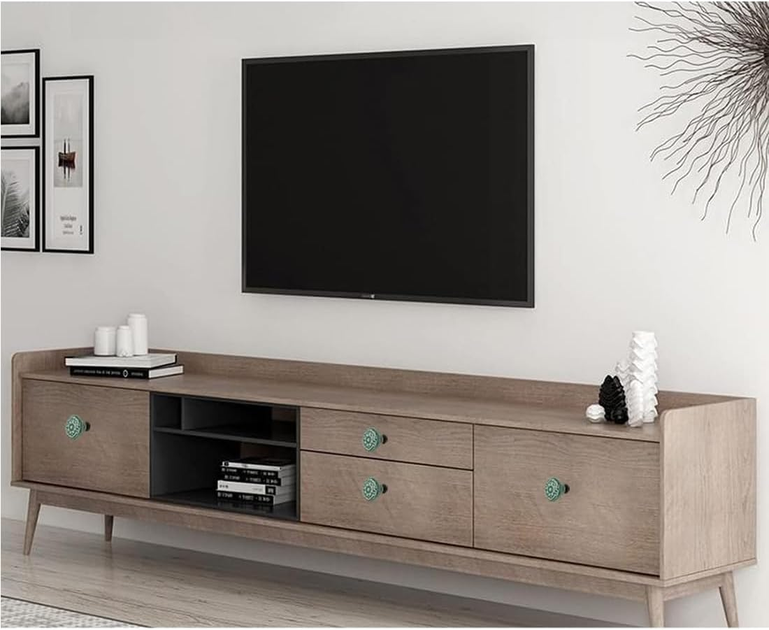 10Pcs Ceramic Knobs Decorative Knobs, Drawer Cabinet Drawer Knobs Pull Handle Door Knobs, Furniture Pull Tool with Mounting Screw, Vintage Floral Cabinet Knobs Kitchen Home Decor (Green) image number 1