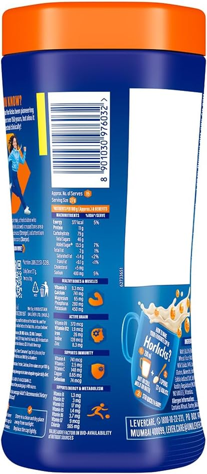 Horlicks Original Classic Malt Plain, 500 Gram