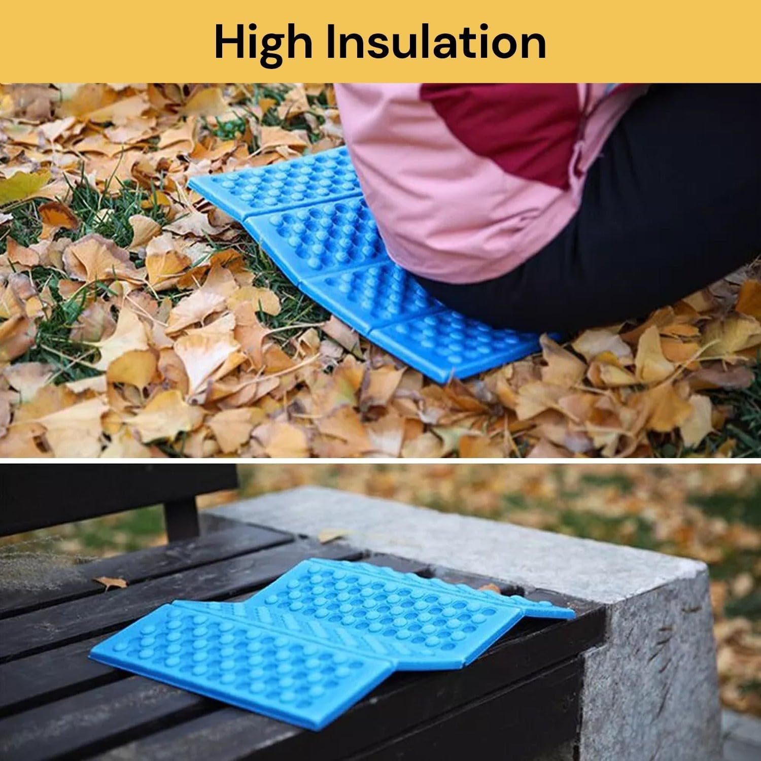 EZONEDEAL Portable Ultralight Mini Waterproof Folding Mat, Foam Sitting Pad for Outdoor Activities, Hiking Camping Park Picnic Playground Foldable Lightweight Kneeling and Seat Cushion Camping Pad image number 3