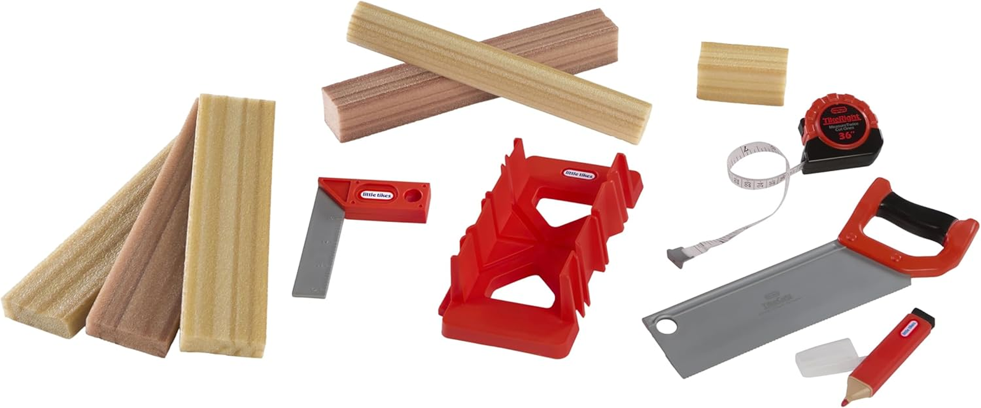 Little Tikes Creative Construction Measure & Cut Set with 5 Accessories, Pretend Play Construction Set, for Boys and Girls Ages 3+ Years