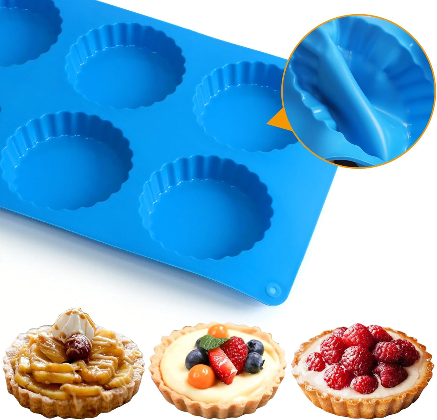 Sidosir 3Pcs Peanut Butter Cup Mold, Silicone Mini Tart Pan for Bite Size Fat Bombs, Silicone Chocolate Candy Mold for Brownie (Keto Cup) image number 5