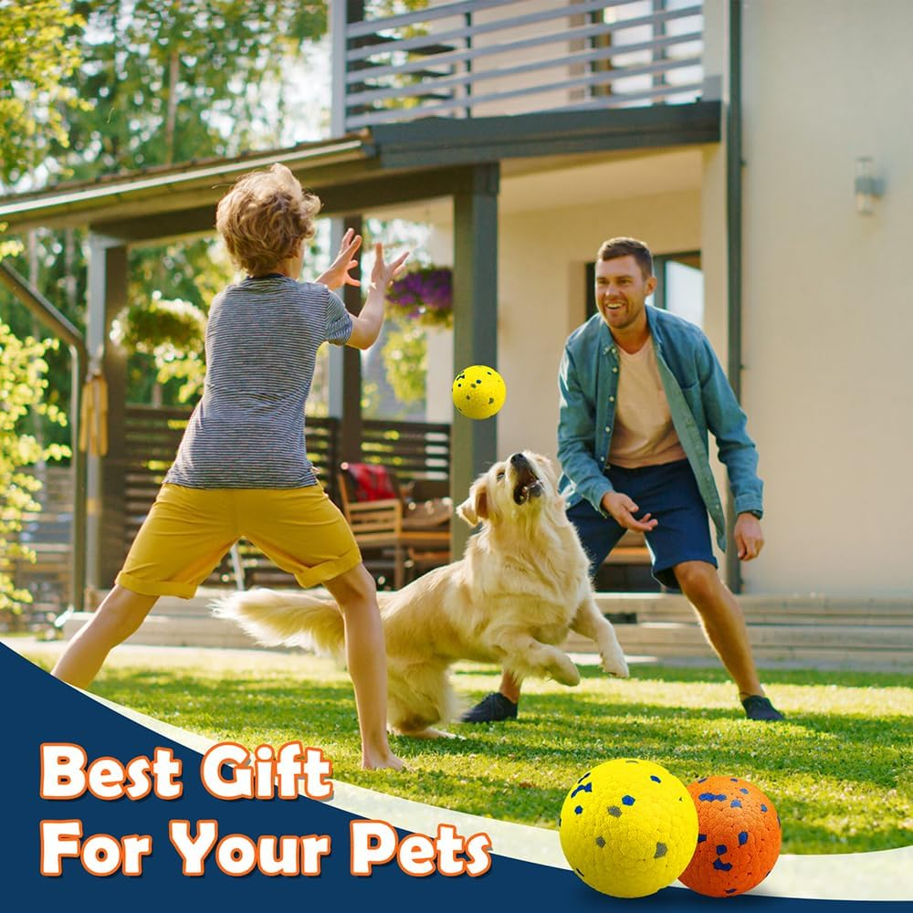 2 Pack Dog Balls, Indestructible Tennis Balls for Dogs, 6.5 Cm, Bouncy, Durable Toy Balls, Water Toy Fetch Balls image number 4