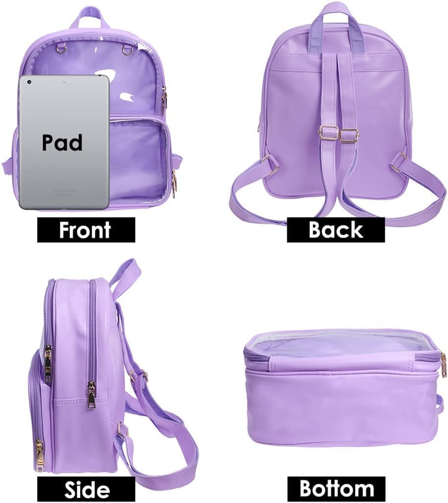 Ita Bag Clear Backpack Transparent Window Candy PU Leather Backpack Kawaii Pins for Anime Lolita Bag DIY Cosplay image number 2