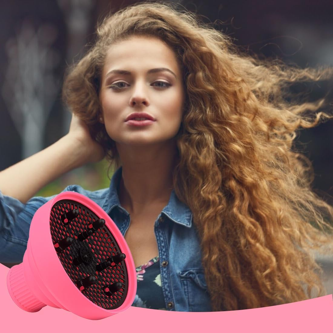 JAWUZ Universal Curly Hair Diffuser, Curly Hair Diffuser, Silicone Attachment Diffuser, Folding Diffuser Attachment Hairdryer Curls Universal (C)