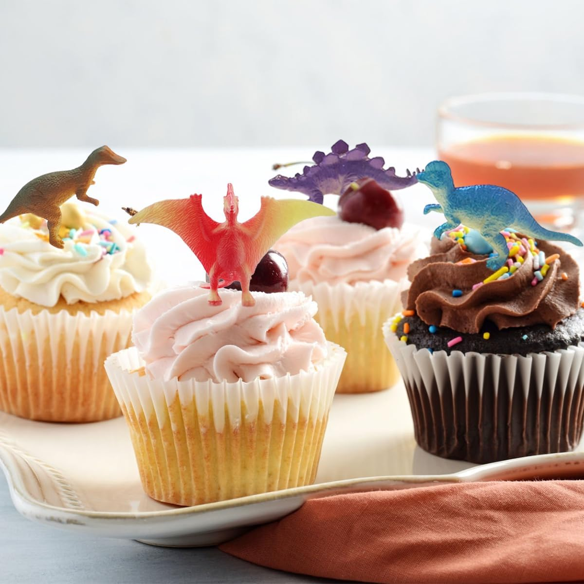 WELANE Dinosaur Figure, 24 PCS Mini Rainbow Dinosaur Toy Set for Birthday Gifts, Party Decorations, Cake Toppers (6Cm/2.3In) image number 1