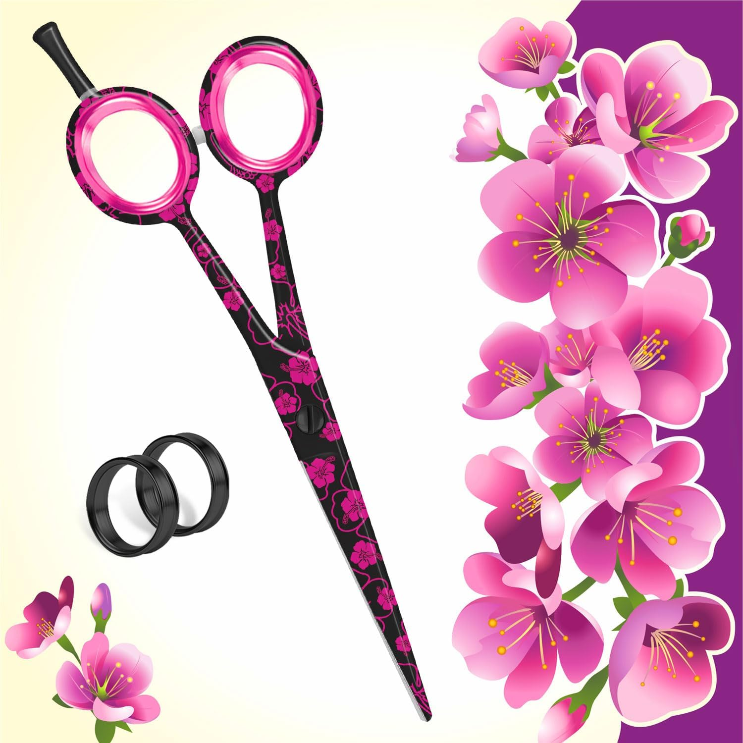 BEAUTICONE &reg; Hair Cutting Scissors - High Carbon SS 6.5" Professional Barber-Grade Salon Shears with Serrated & Razor Edge - Black Premium Gift Box with Leather Pouch & Extra Accs - Ultra Lightweight image number 1