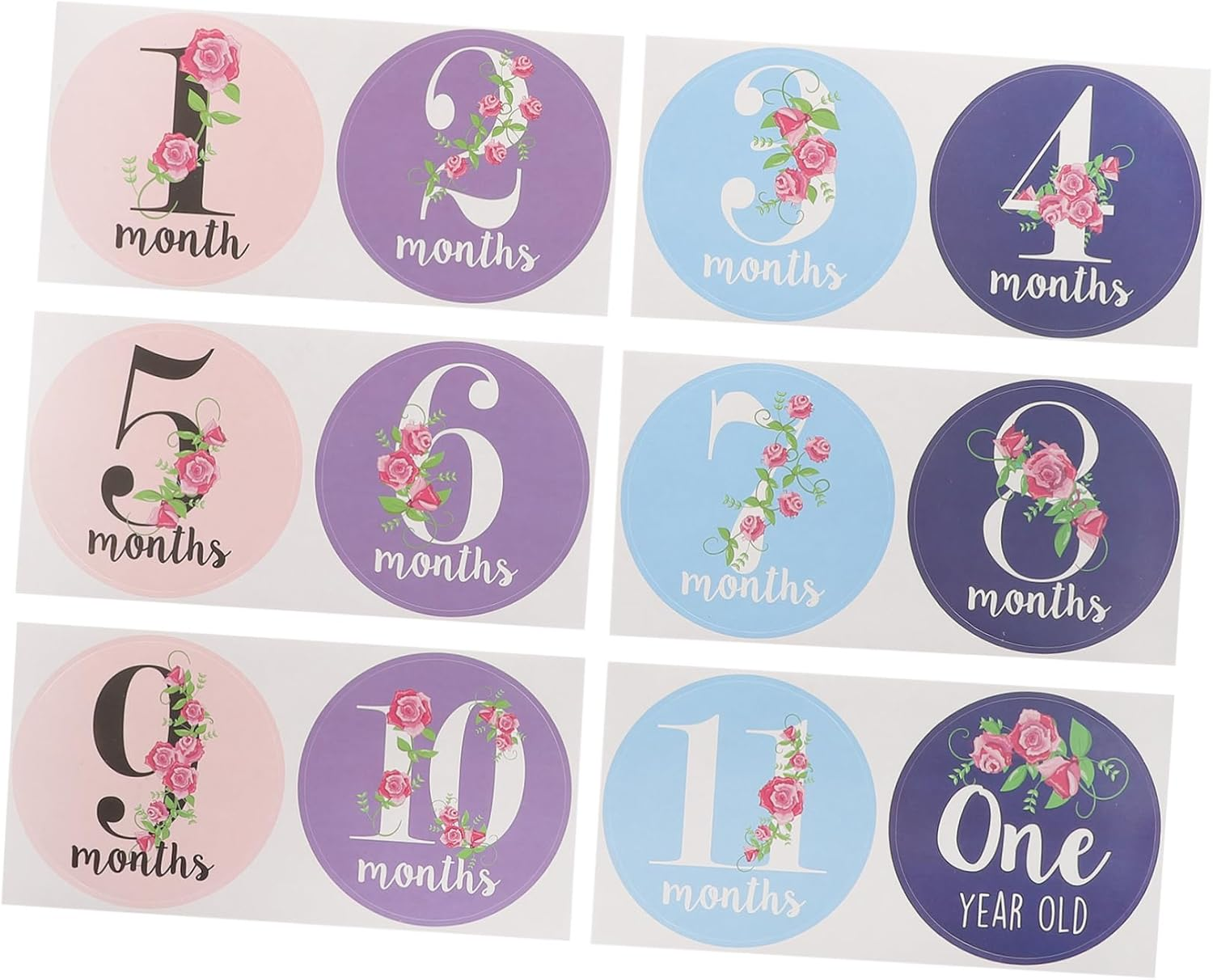 12Pcs Adorable Newborn Milestone Stickers Set Monthly Boy Girl Sticker Belly Decor Photo Prop for Shower