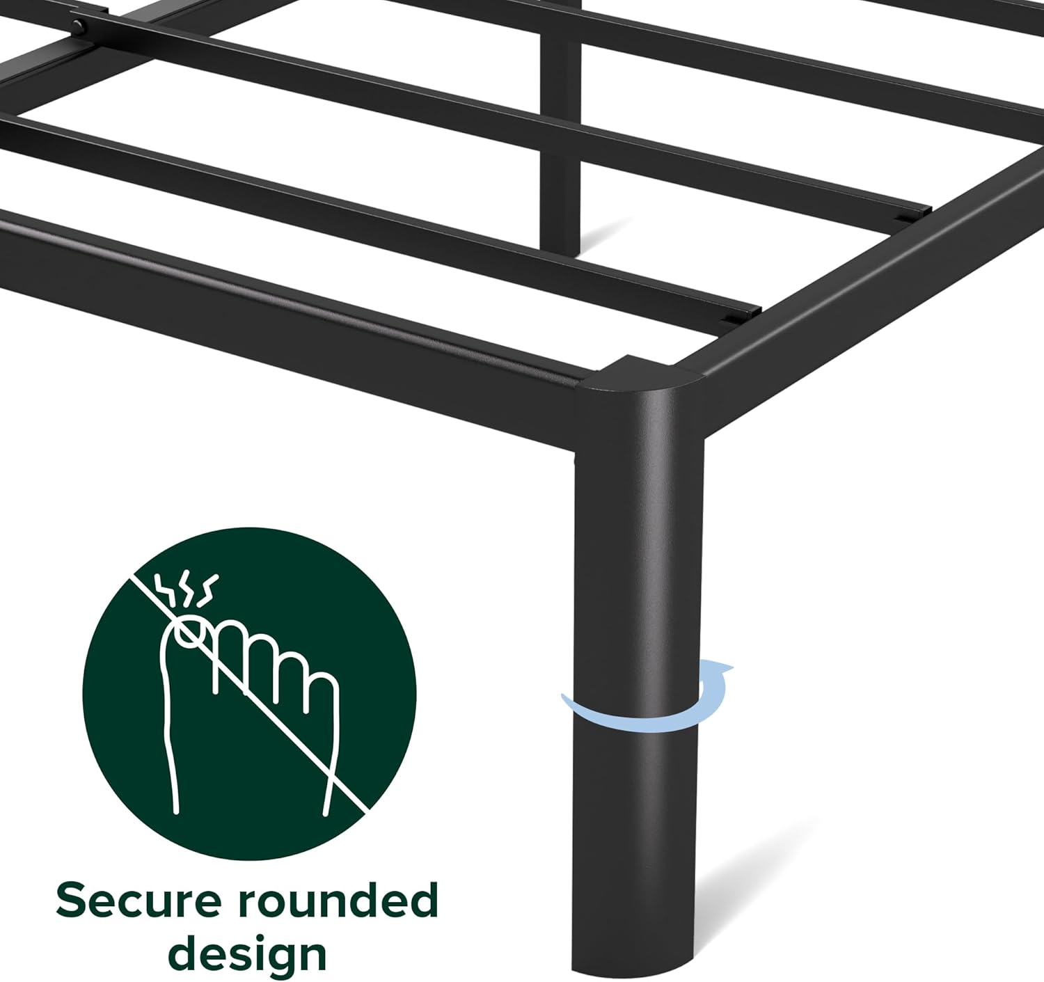 Zinus Van Queen Bed Frame 40Cm Metal Bed Base | Steel Slat Mattress Support | Bedroom Furniture, Black image number 5