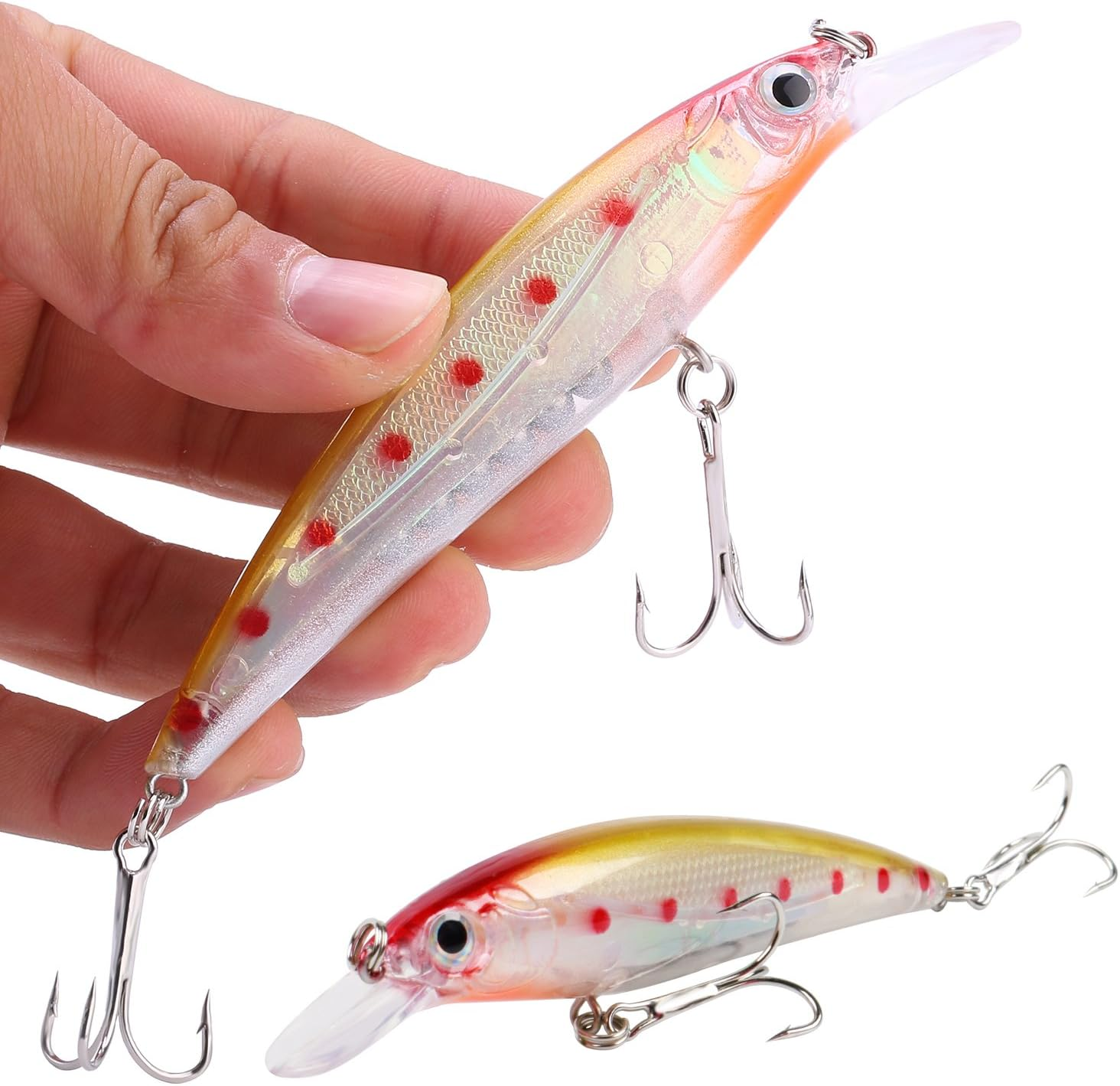 Sougayilang Minnow Fishing Lures Crankbaits Set Fishing Hard Baits Swimbaits Boat Topwater Lures for Trout Bass Perch Fishing - Style-A 10Pcs image number 2