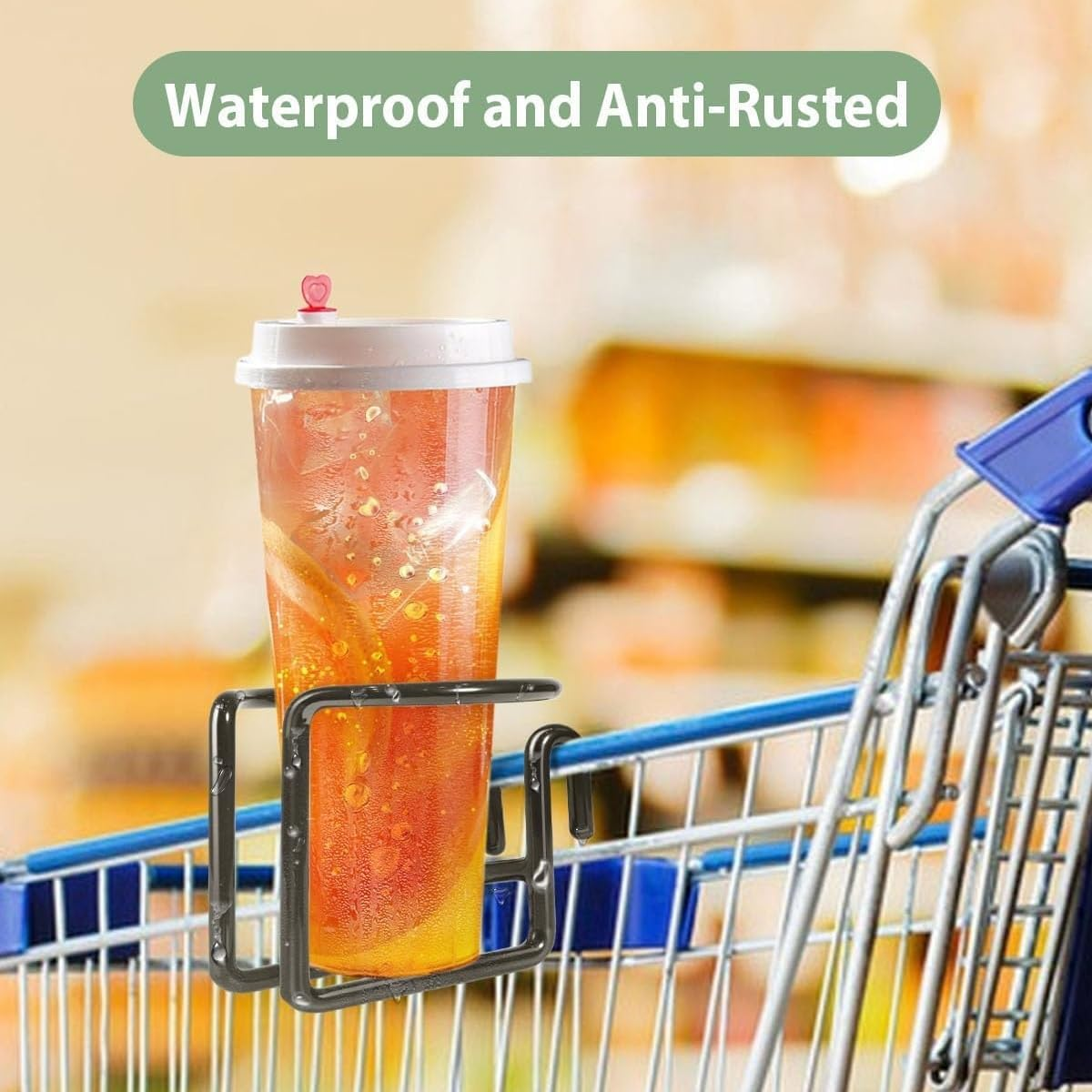 Sshopping Cart Drink Holder, 2Pcs Portable Shopping Trolley Cup Holder, Metal Hanging Drink Holder for Shopping Cart image number 5