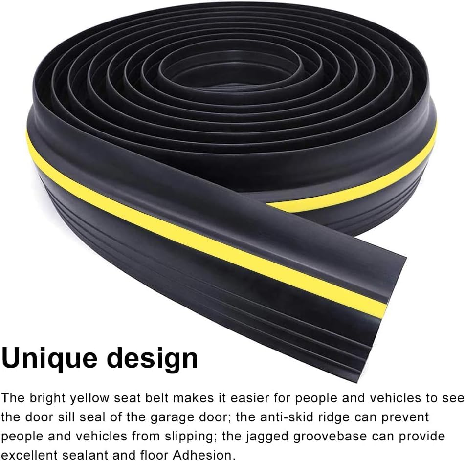 Universal Garage Door Seal, 6M Garage Door Threshold Seal Strip, Door Weather Stripping Bottom Replacement Rubber, Not Include Adhesive/Sealant (20 FT) image number 3