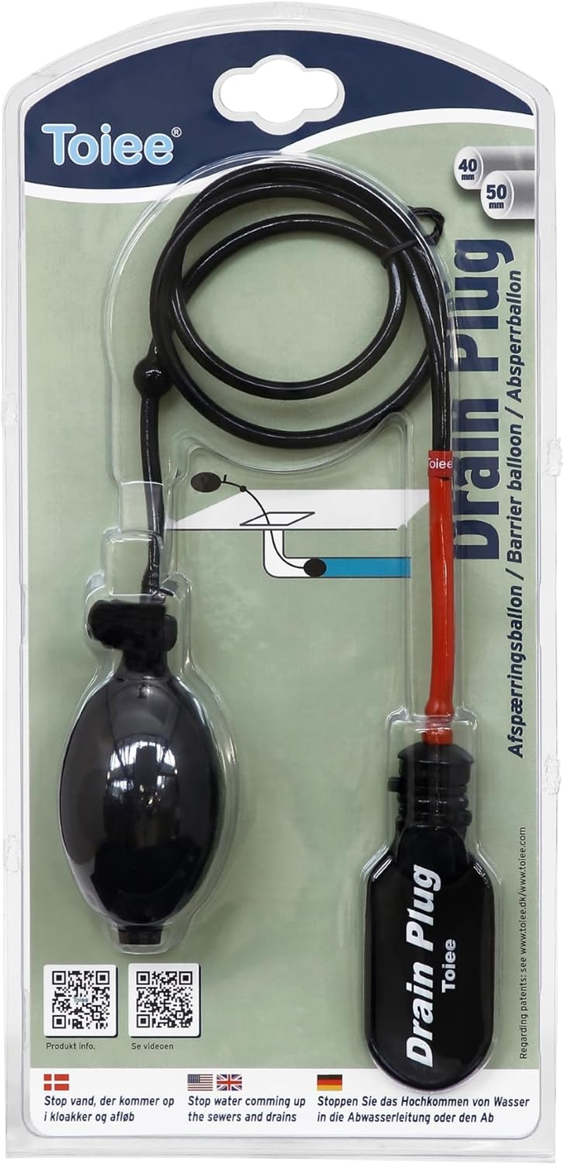 Drain Plug (40/50 Mm). Inflatable Pipe Plug, Pipe Closure. the Toiee Drain Plug with Pump, 85 Cm Hose and Balloon. Stop the Rising of Water into the Sewer Pipe or Drain image number 5