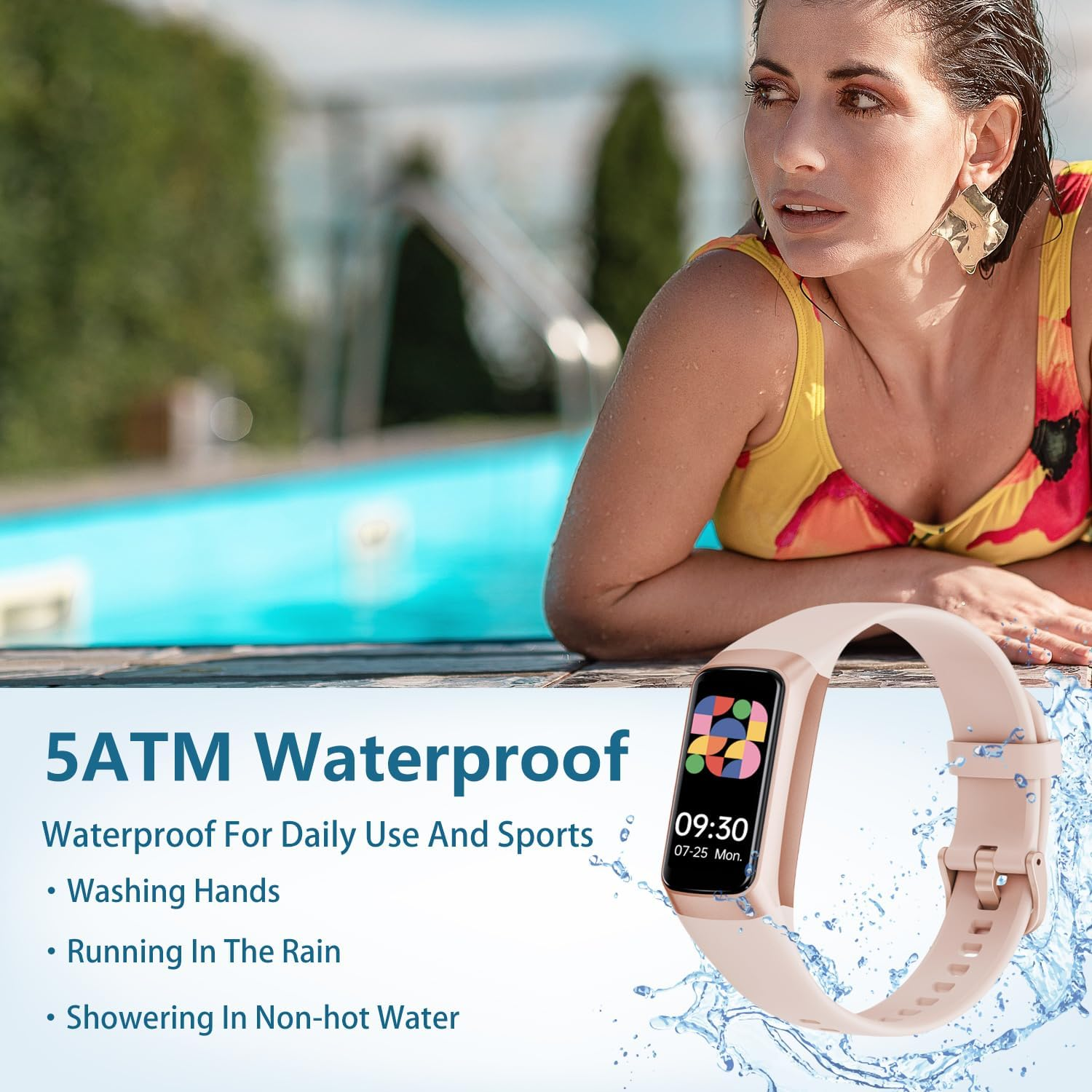 Fitness Tracker with Heart Rate Monitor, 1.1" AMOLED Screen Smart Watch, Activity Tracker, Pedometer, Sports Bracelet with Calorie Counter, Sleep Monitor, 5ATM Waterproof for Women Men (Pink) image number 5