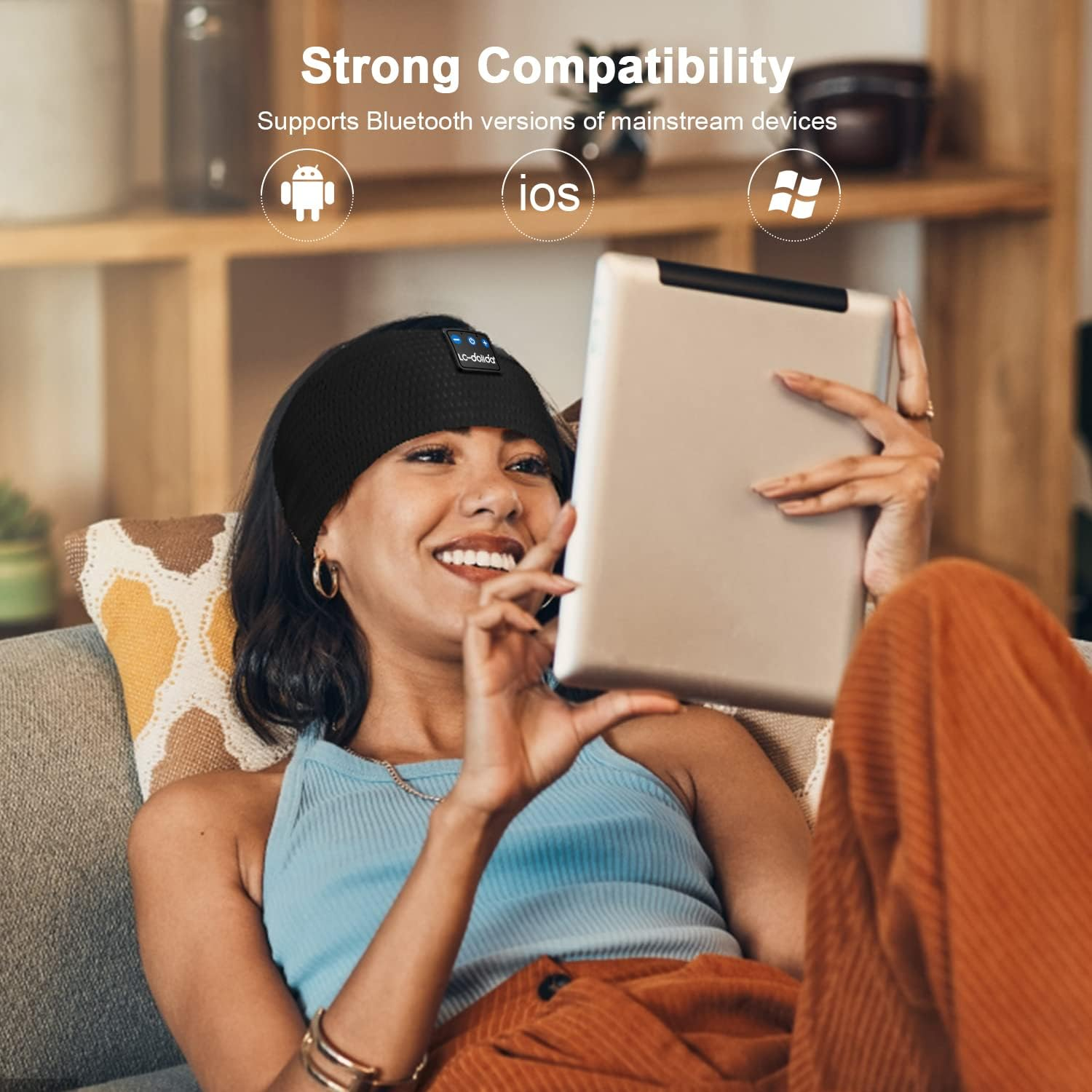 Lc-Dolida Sleep Mask with Bluetooth Headphones, Floral Sleep Headphones Bluetooth Headband for Sleeping Sports Sleep Mask for Side Sleeper, Best Gift and Travel Essentials image number 1