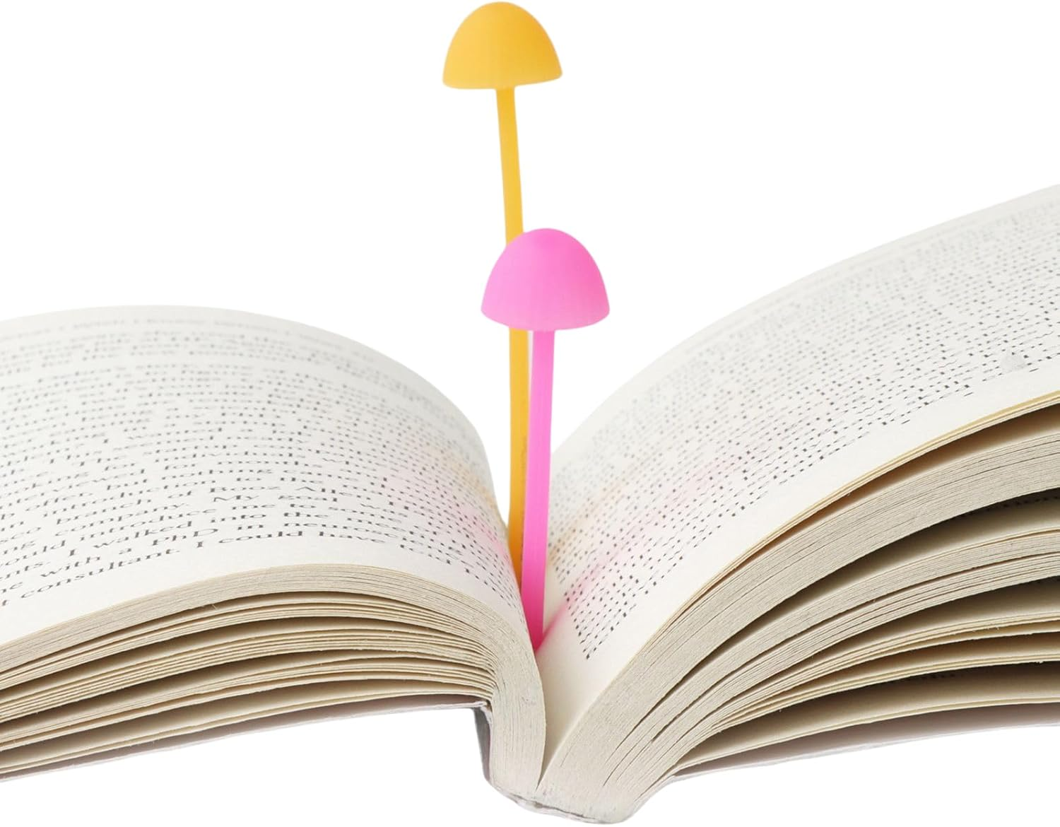 Mini-Mushroom Bookmarks - Set of 4 - Two Sizes & Colors - Soft, Flexible Silicone - Fun Stocking Stuffer, Gift for Book Lovers, Teachers, Back to School-(Pink Yellow-4Pcs) image number 3
