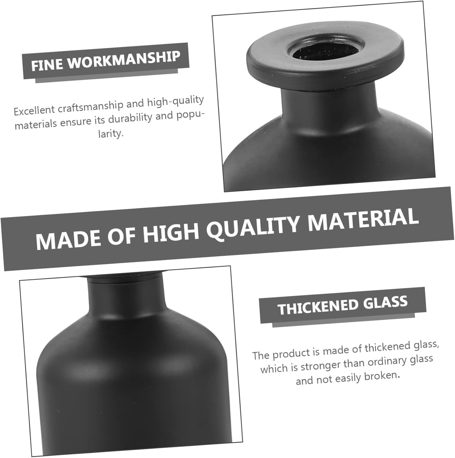 Yardenfun 2Pcs 150Ml Glass Aroma Bottles Matte Black Reed Diffuser Fragrance Release Bottles Home Decor Living Room Aromatherapy