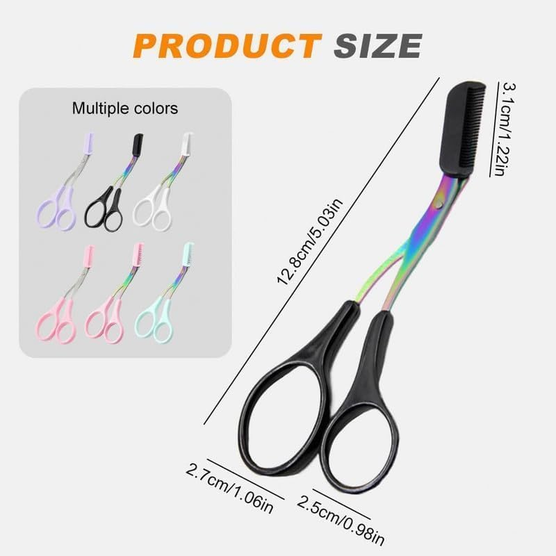 Upgraded Eyebrow Trimmer Scissor, 2025 New 2 in 1 Eyebrow Scissors with Comb, Curved Eye Brow Razor, Beauty Accessories for Men Women (Purple) image number 2