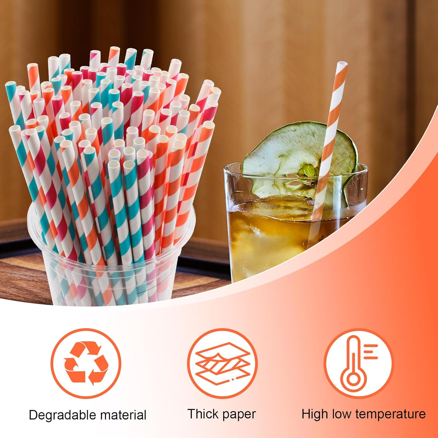 Bushhaven 200 Count Bulk Biodegradable Paper Straws in Assorted Colors, Plastic Free Eco-Friendly Straws for Parties, Celebrations, Events, Cocktails, Juice, Smoothies, Milkshakes, Coffee and Soda image number 2