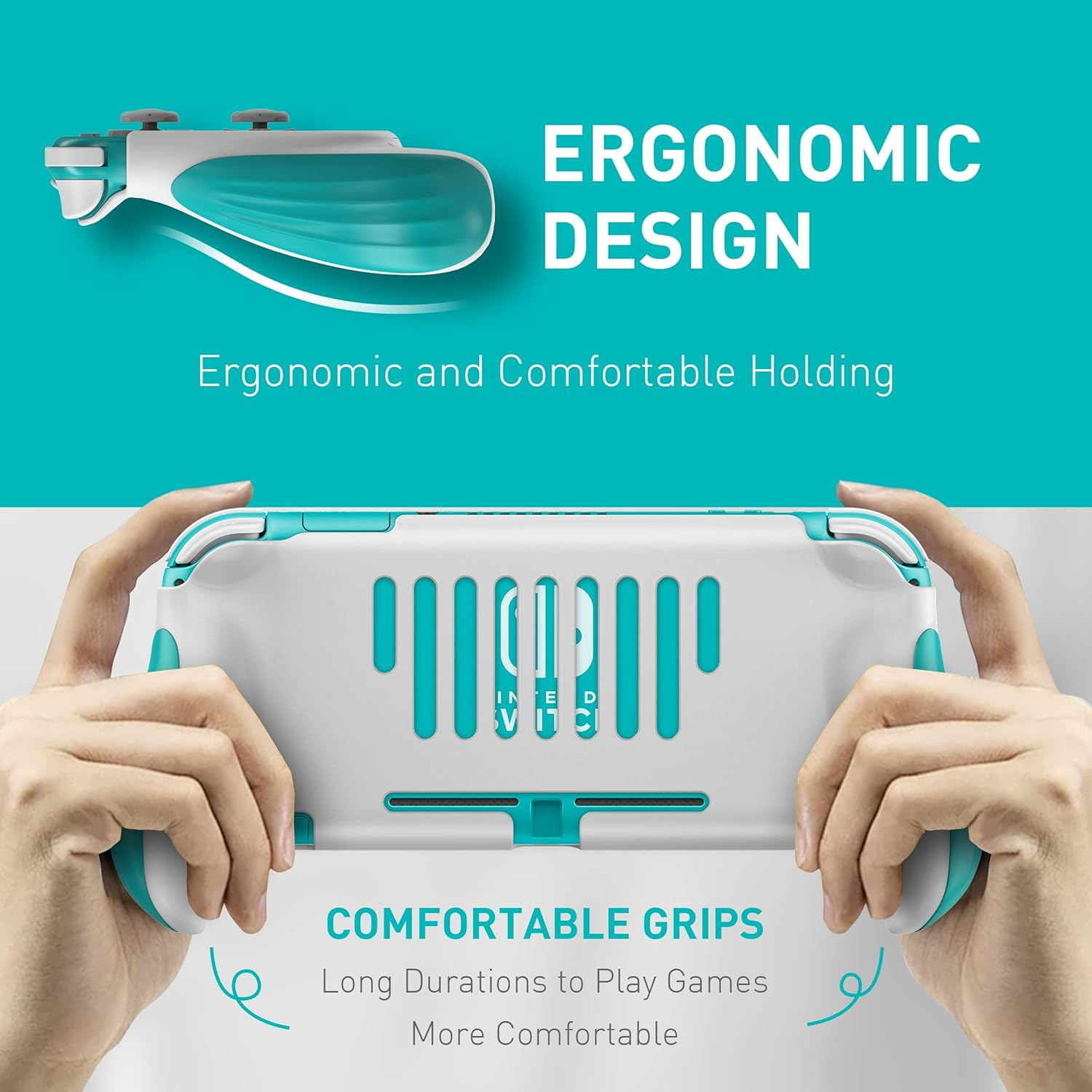 Grip for Nintendo Switch Lite, JUSPRO Ergonomic Comfort Handheld Protective Gaming Case Portable Cover Accessories Compatible with Nintendo Switch Lite image number 6