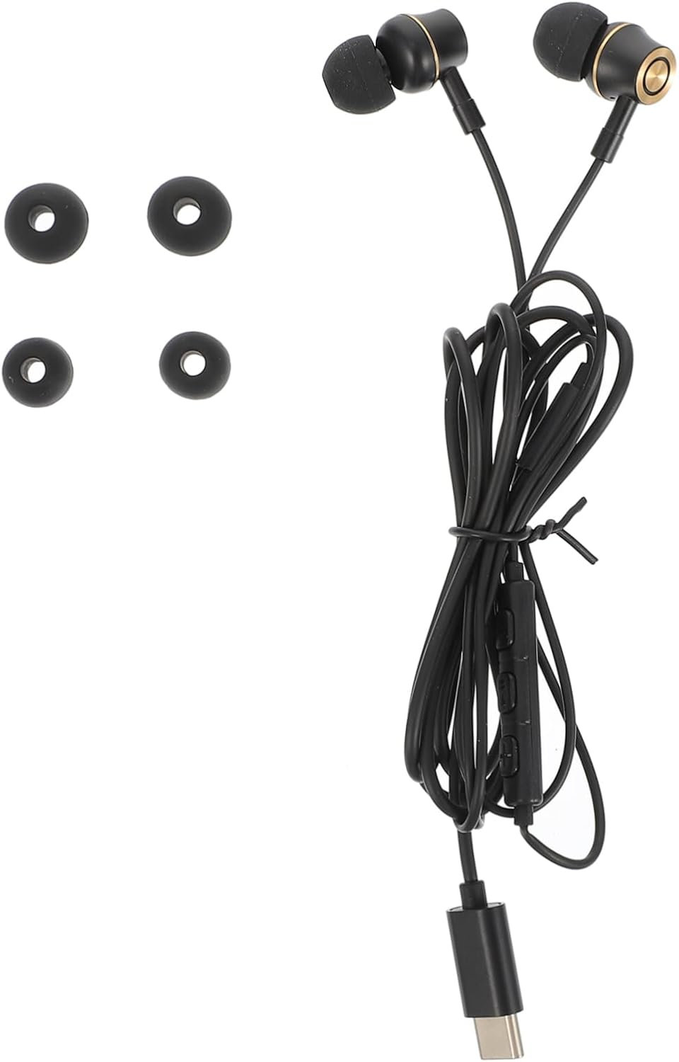 ELAYARD USB Type-C In-Ear Earphones with Metal Housing and Microphone, Noise Canceling Wired Earbuds with Volume Control for Phones and Tablets, Black, for Calls and Music Listening image number 1