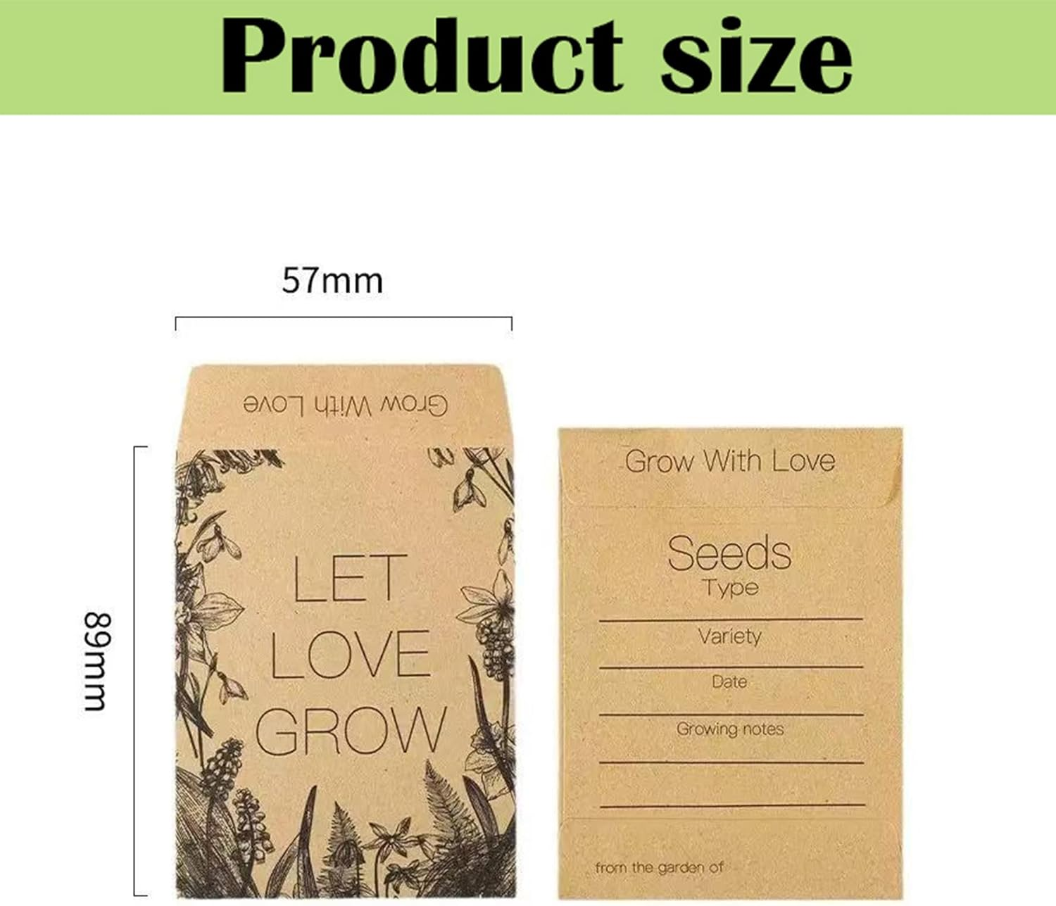 150 Pieces Seed Envelopes -Packets Self Adhesive Sealing for Seed Storage 2.24 X 3.5 Inch(5.7 X 8.9Cm) Small Envelopes with Clear Window for Saving Vegetables Plants Garden Seeds (B) image number 1