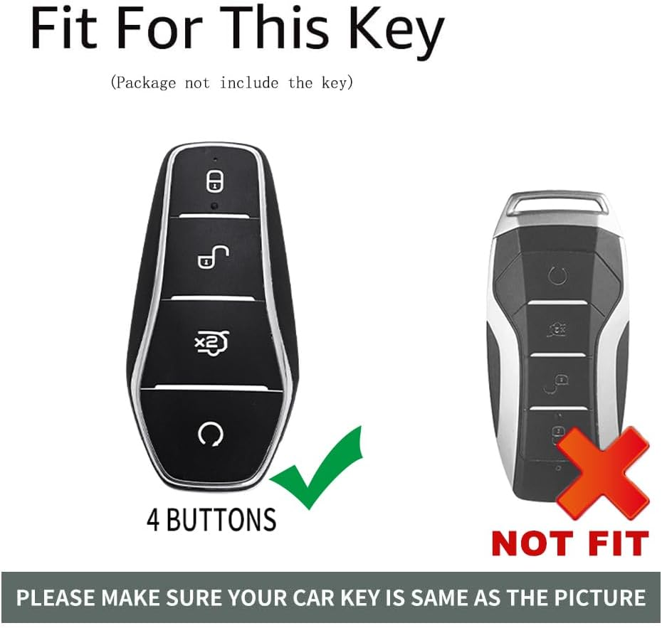 Ontto Metal Leather Key Fob Cover Fit for BYD Dolphin Atto 3 Seal Song plus Qin Tang E2 2021 2022 2023 2024 Smart Key Shell Case Keyring Key Holder Keychain Accessories 3 Buttons image number 1