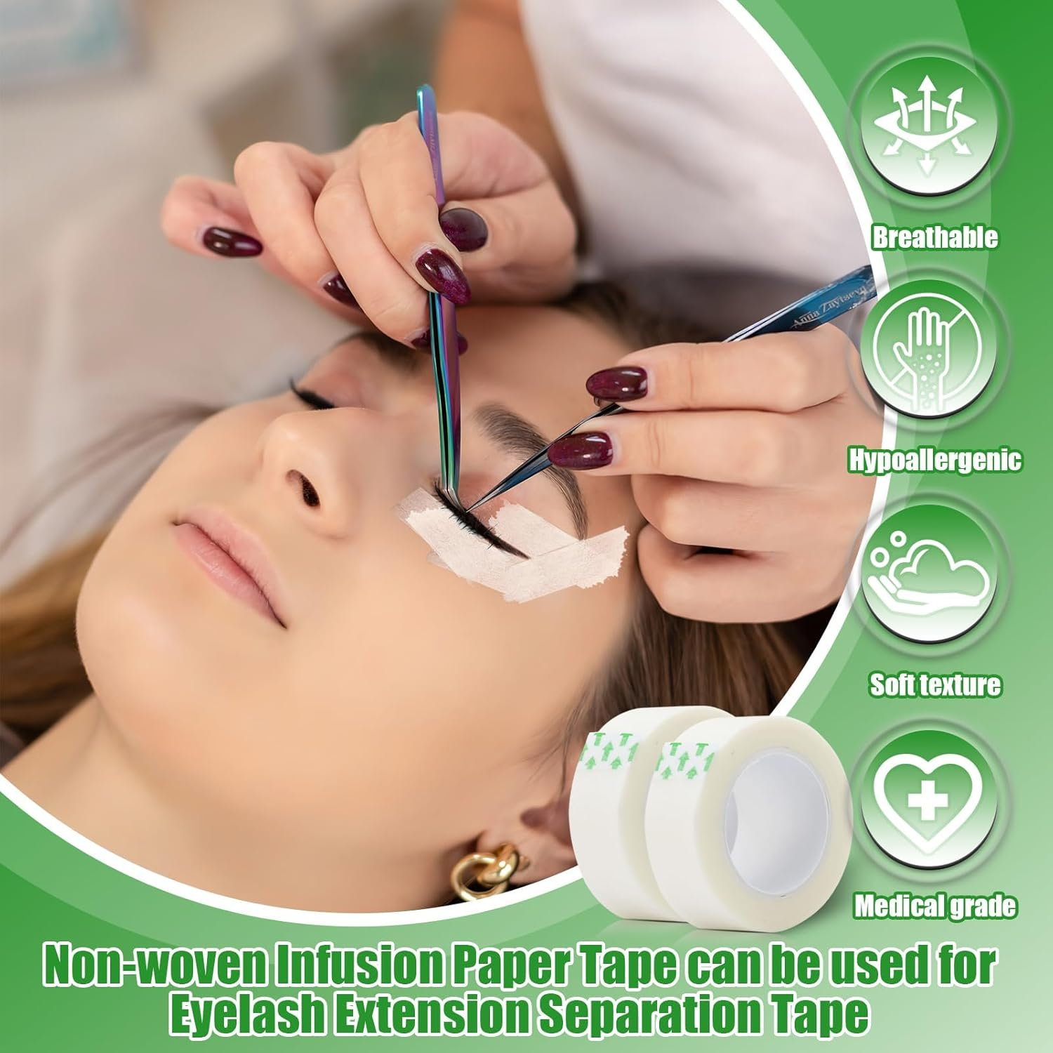 Breathable Medical Tape, 6 Rolls 1.25Cm * 9.1M Waterproof First Aid Tape, Clear Medical Tape for Snore Reducing, First Aid, Personal Use (White) image number 1