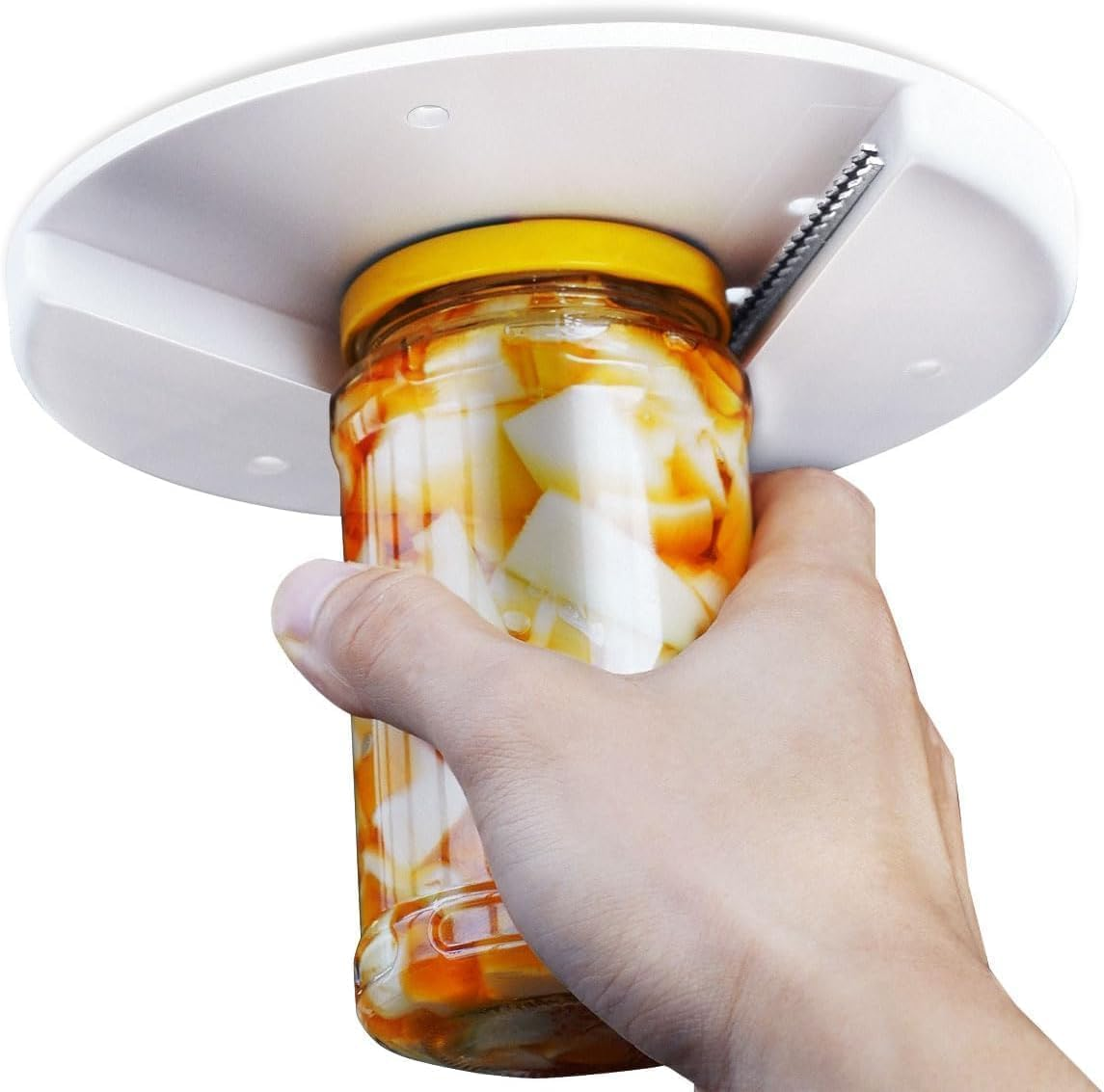 Under Cabinet Lid Jar Opener - EZ off Jar Opener for Seniors, Allows to Easily Unscrew Any-Size Lid - Effortless Bottle & Can Opener for Your Kitchen image number 1