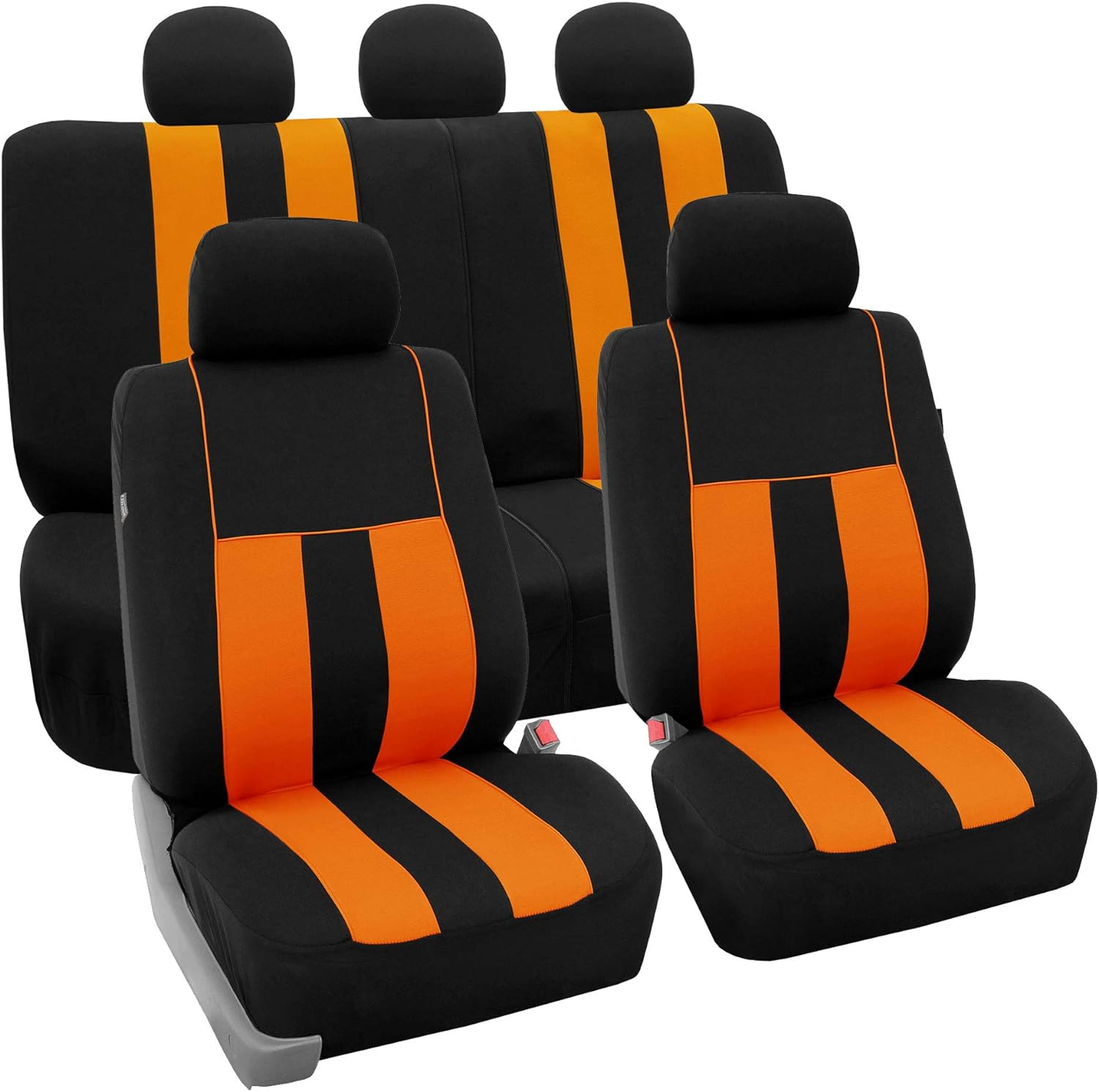 FH Group Car Seat Covers Full Set Cloth - Universal Fit, Automotive Seat Covers, Low Back Front Seat Covers, Airbag Compatible, Split Bench Rear Seat, Car Seat Cover for SUV, Sedan, Van Orange image number 2