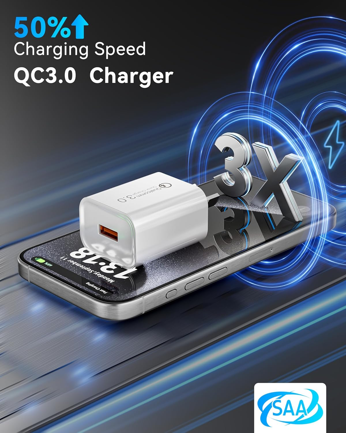 HEYMIX QC 3.0 Charger, 18W Quick Fast USB Wall Charger (4-Pack) AU USB Plug for Wireless Charger Adapter, Fast Charging Plugs Compatible Samsung Galaxy S25 S10 M31, Iphone, Ipad, White