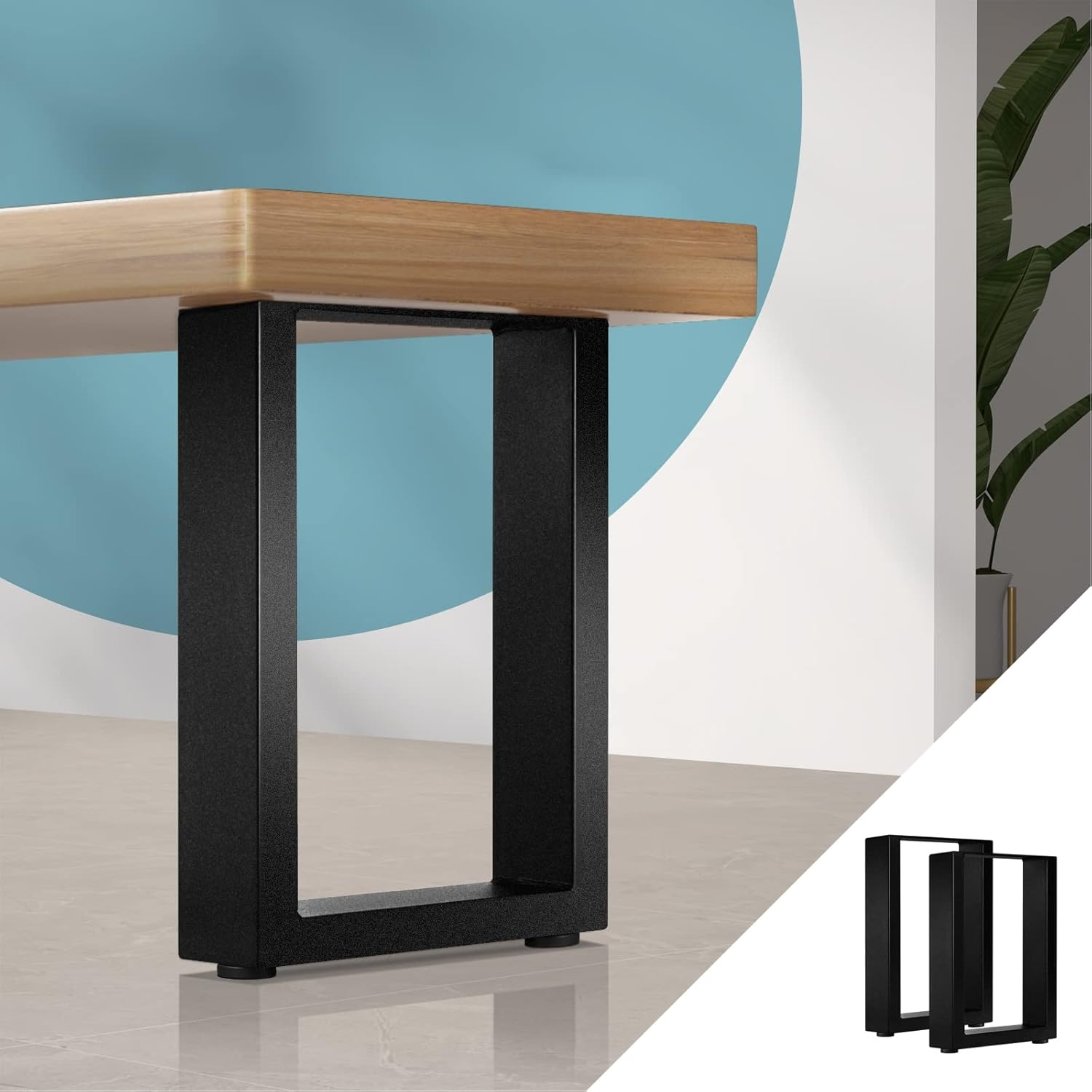 Oikiture Table Leg Desk Coffee Dining Furniture Hardware Metal Legs X2 Home Improvement Bench Box Steel DIY Industrial Rectangle 40 X 30CM image number 2