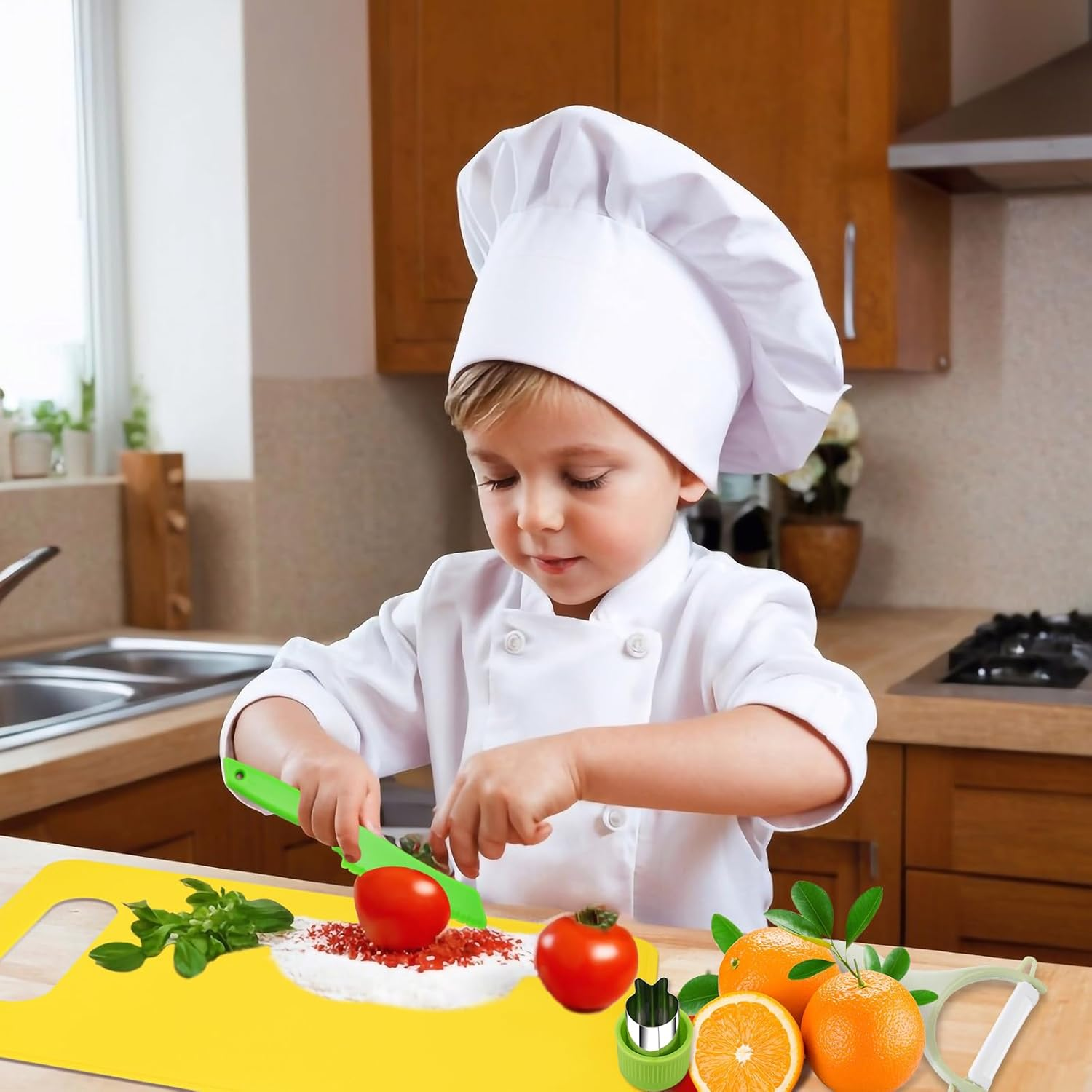 22PCS Kids Knife Set, Kids Montessori Kitchen Tools for Toddler, Children Safe Knife Set for Real Cooking - Christmas Birthday Gifts for Boys Girls