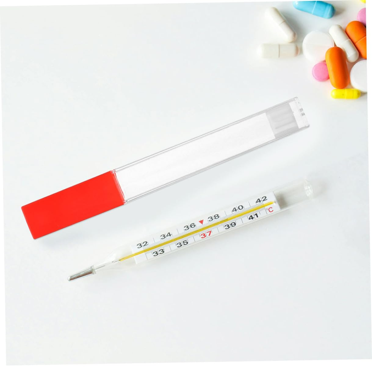 Ciieeo 2Pcs Plastic Adult Thermometer Storage Boxes Multipurpose Holder Tubes for Protection and Portable Use in Homes Hospitals and Clinics image number 2