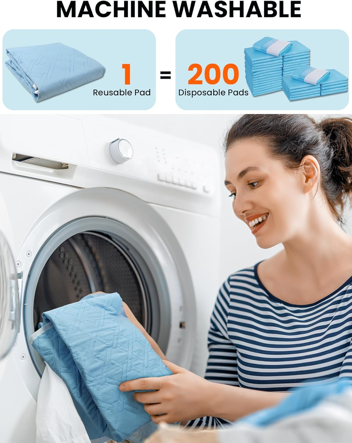 ROTOPATA Incontinence Bed Pads Washable Waterproof, Large Reusable Pee Chucks Sheets, Mattress Pads Underpads Protector for Adults, Elderly, Kids, Baby and Pets Potty Training (4Pcs, 86 Cm X 131 Cm)